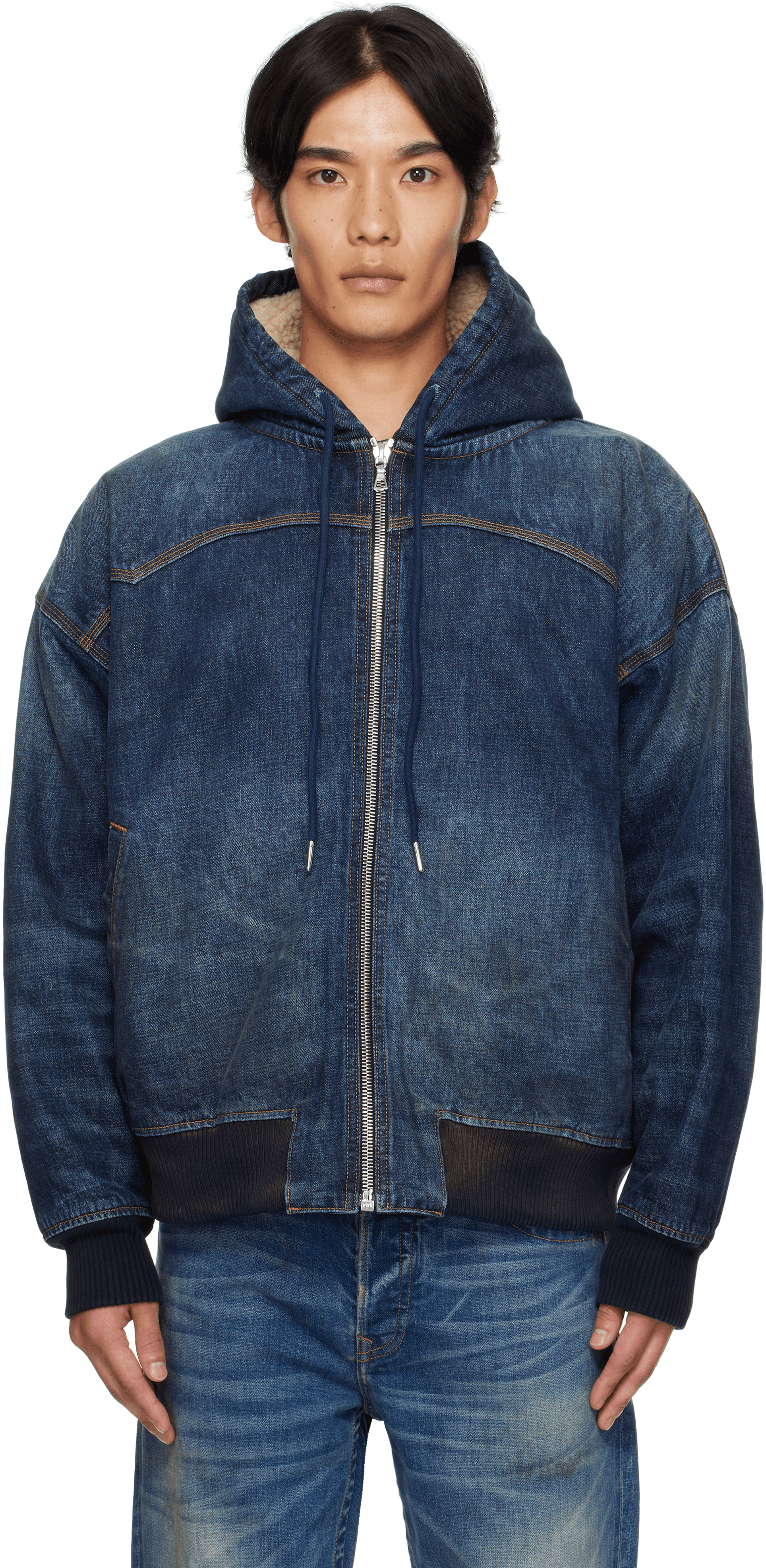Navy Mike Japanese VTG Double Dip Sherpa Lined Denim Jacket - Image 1