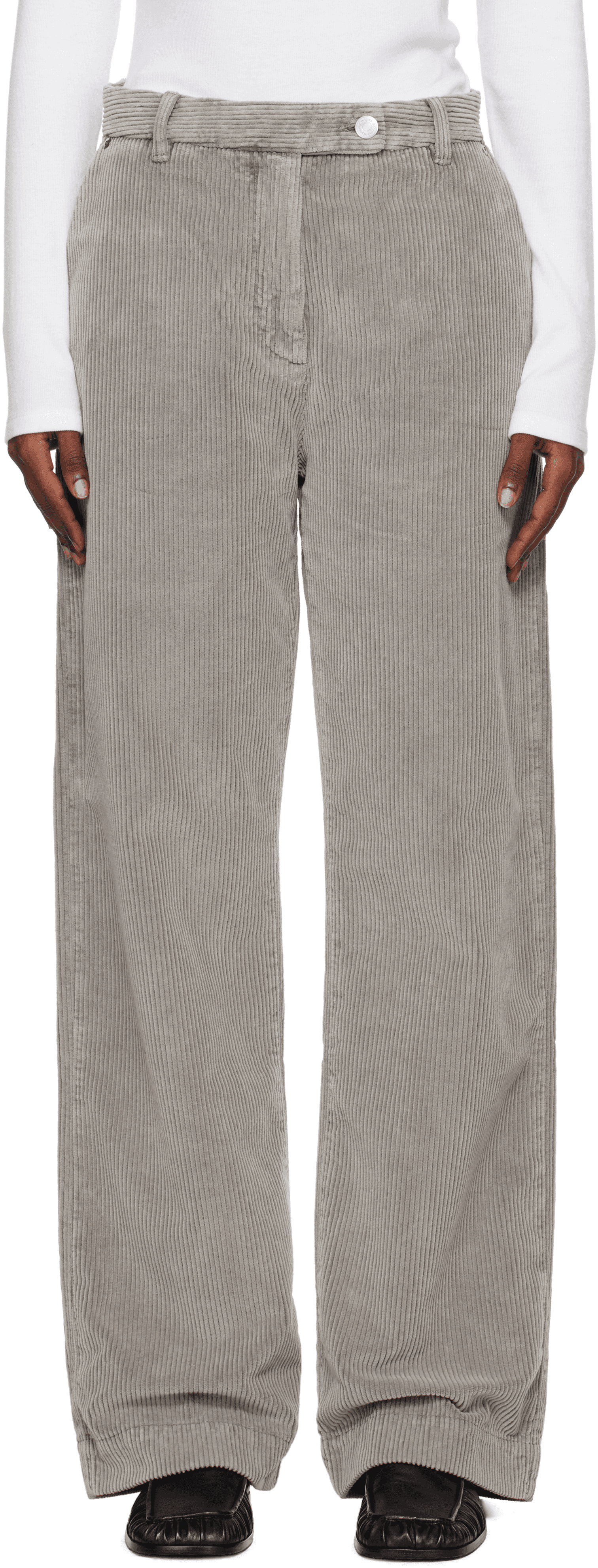 SSENSE Exclusive Gray Cord Trousers - Image 1