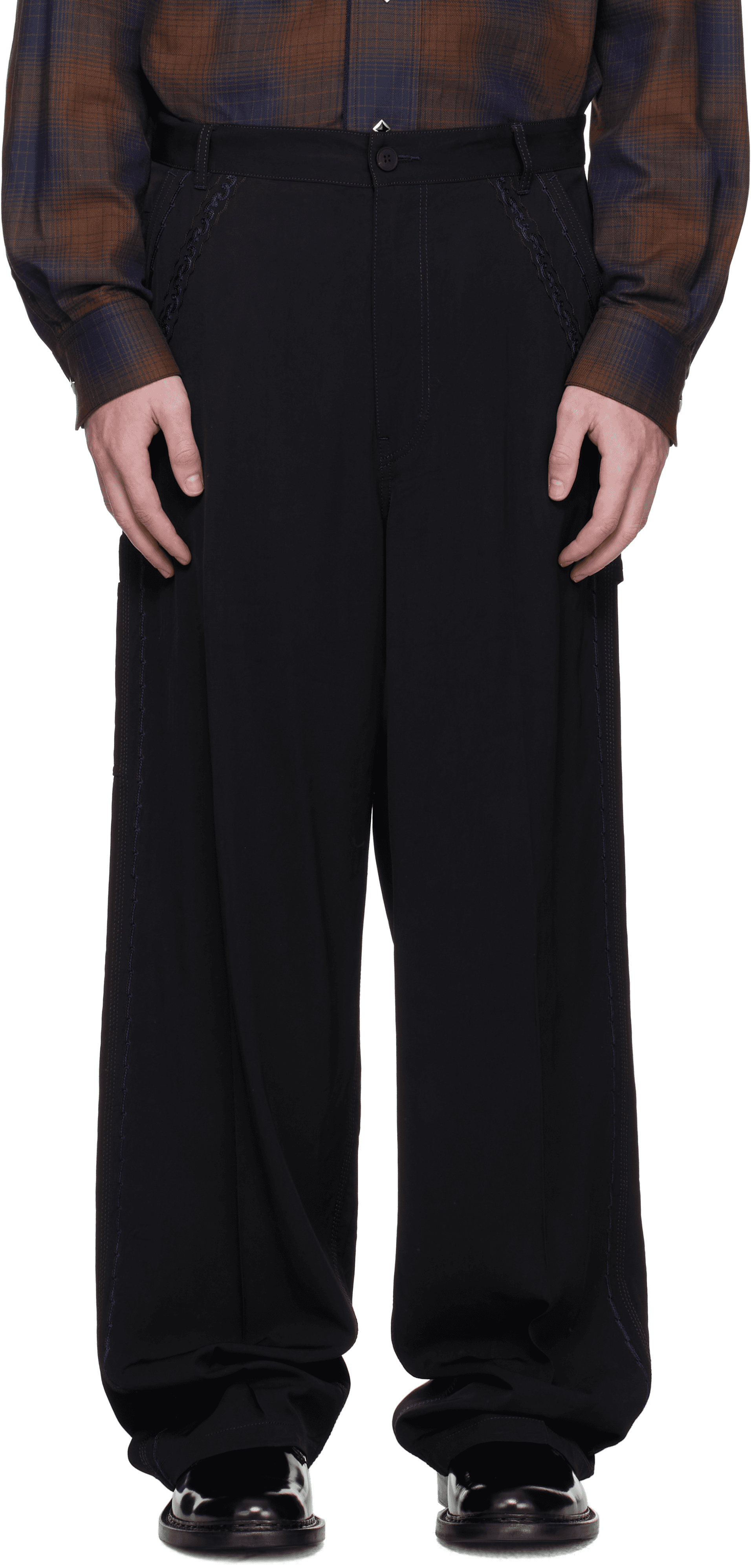 Black Viscose Twill Trousers - Image 1
