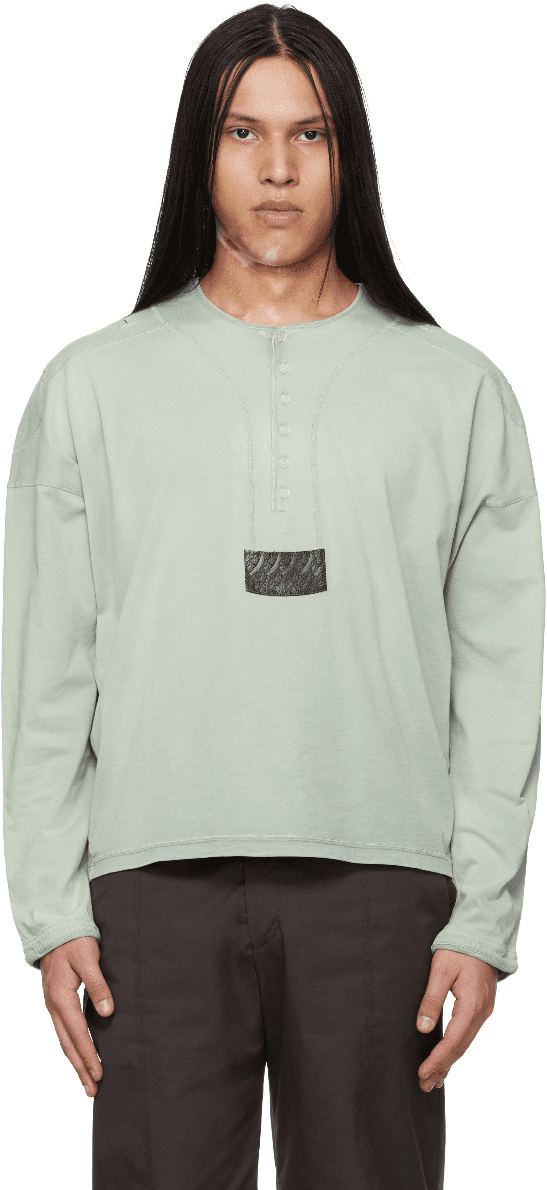 Green Sargo Long Sleeve Henley - Image 1