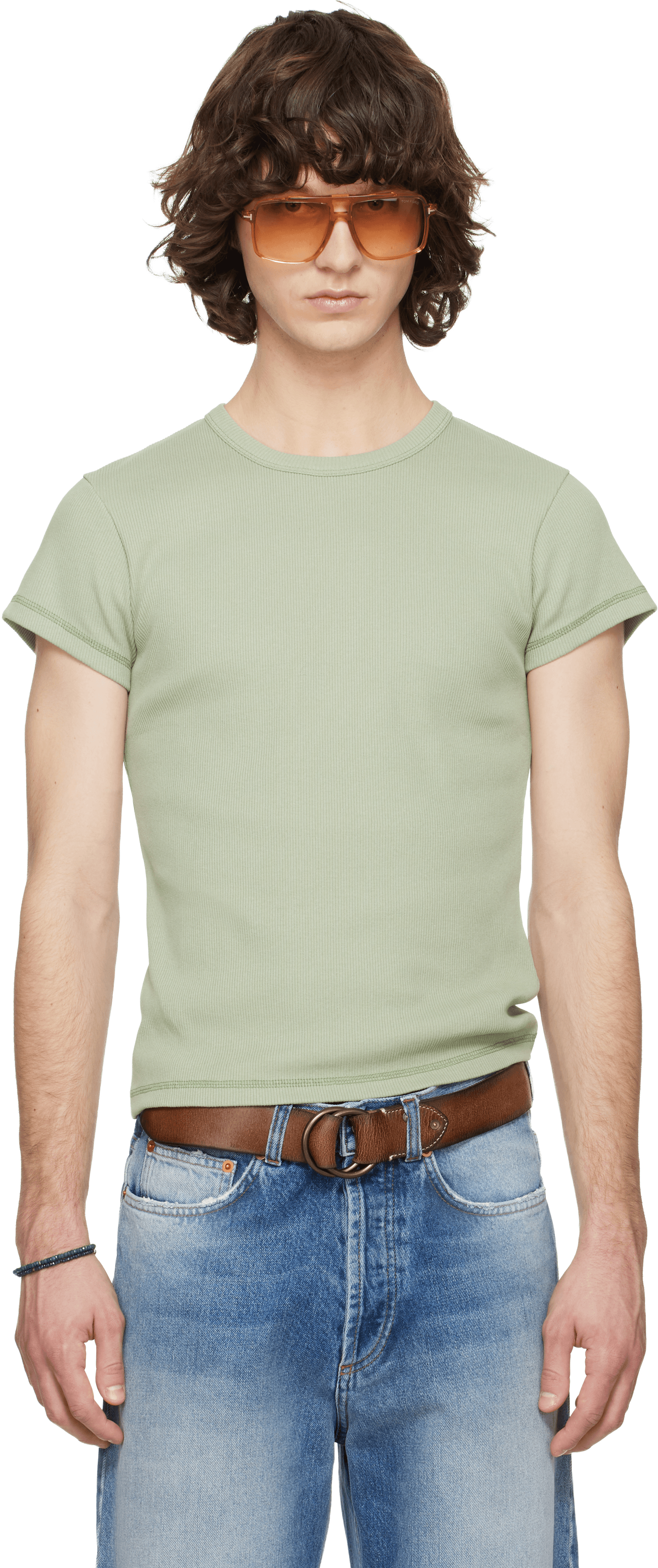 Green Skinny Rib T-shirt - Image 1