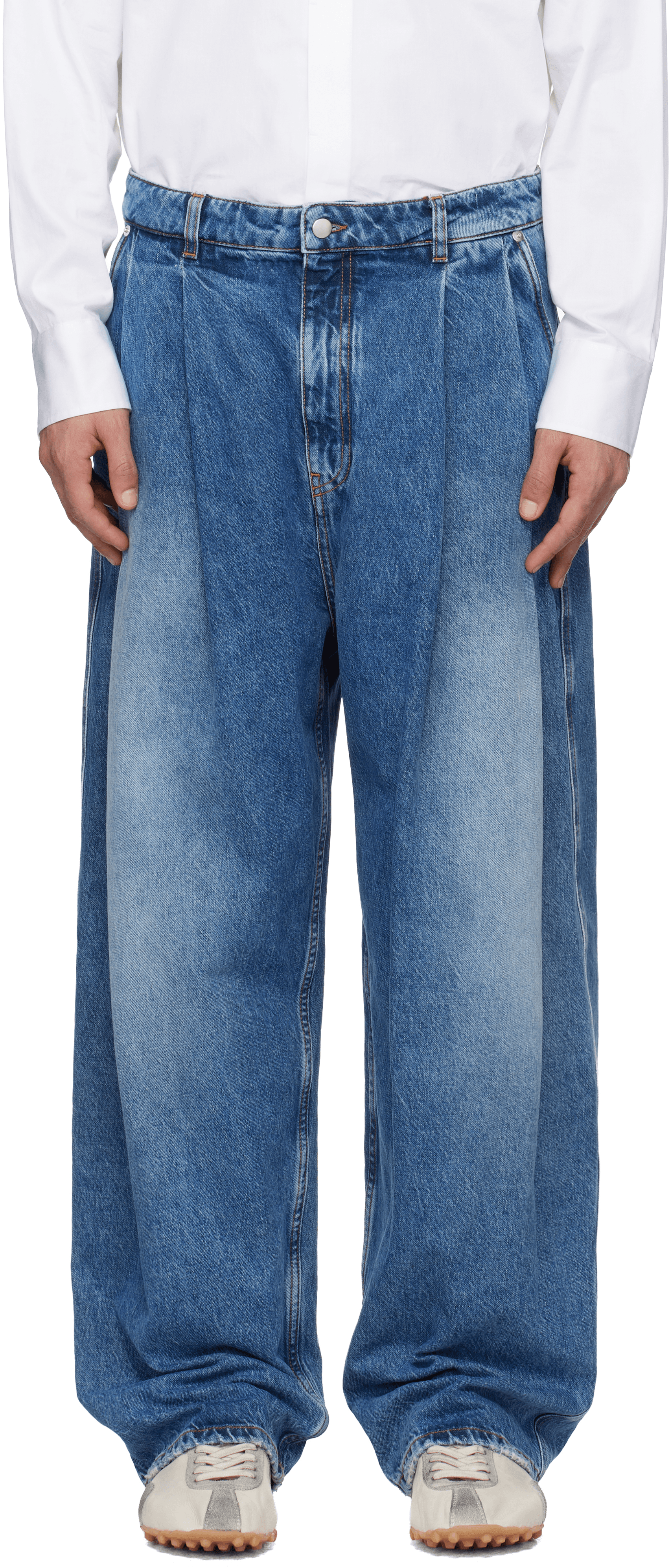 Blue Pleated Jeans - Image 1