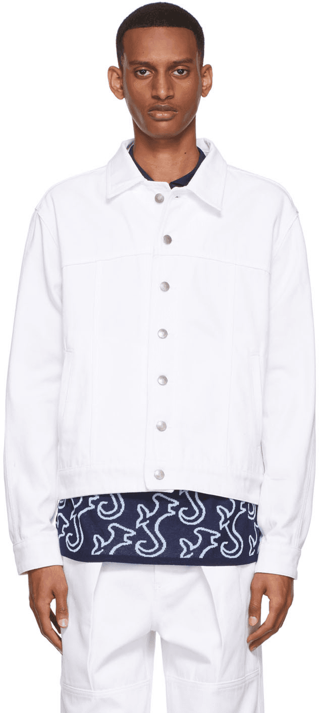 White Hippocampus Denim Jacket - Image 1