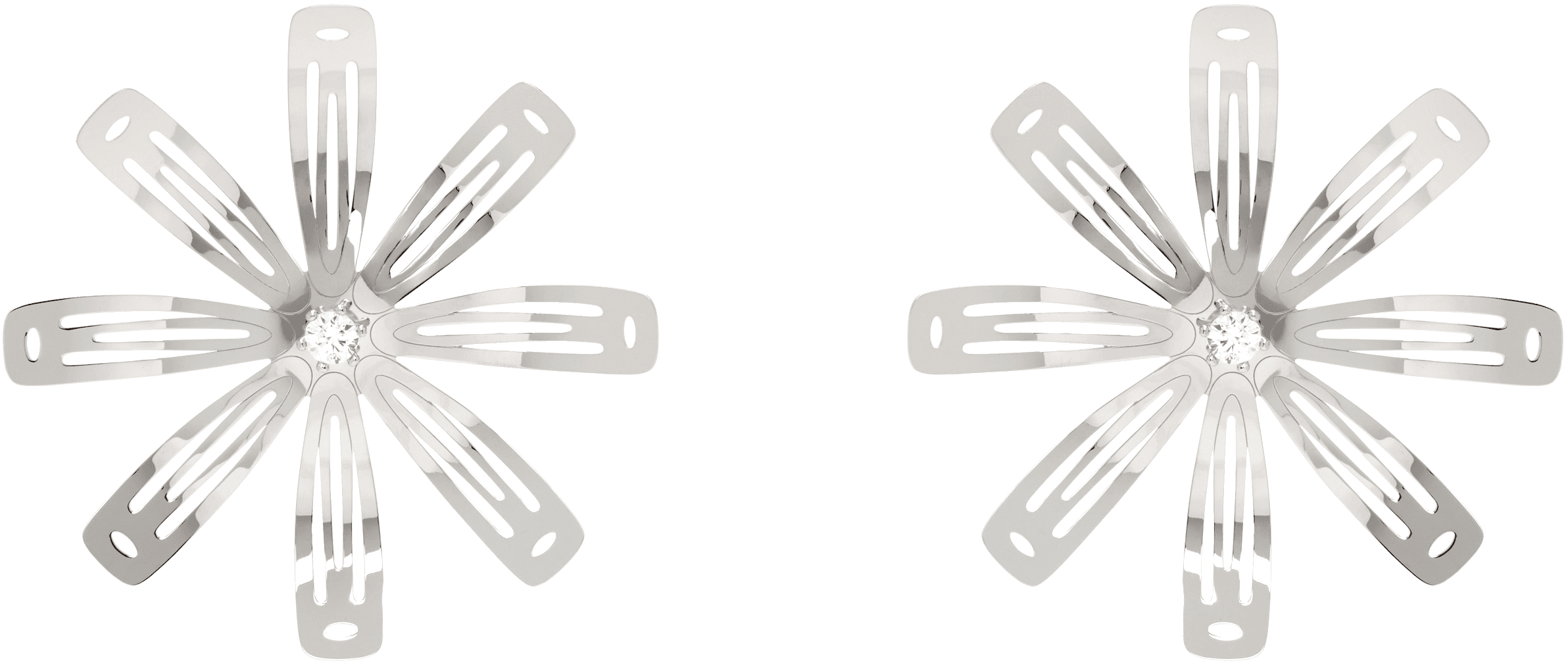 SSENSE Exclusive Silver D'heygere Edition Flower Hair Clip Earrings - Image 1
