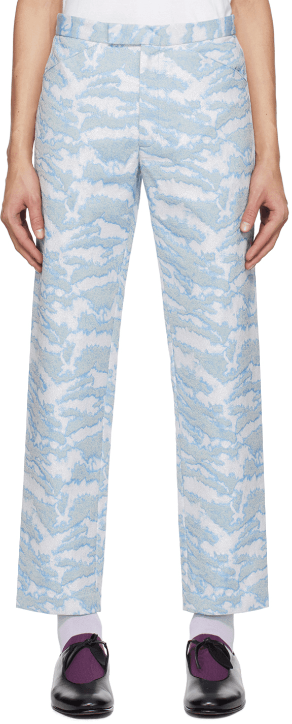 SSENSE Exclusive Blue & White Trousers - Image 1