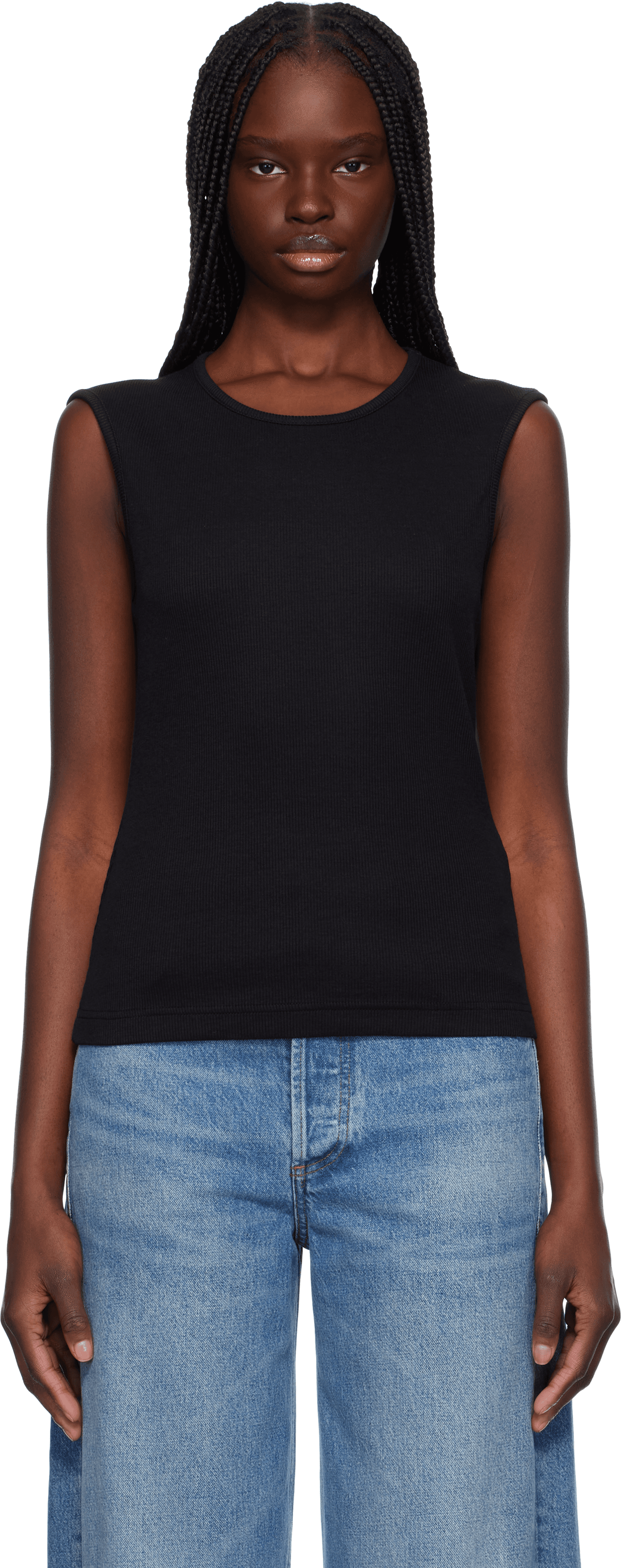 Black Rib Vest T-shirt - Image 1