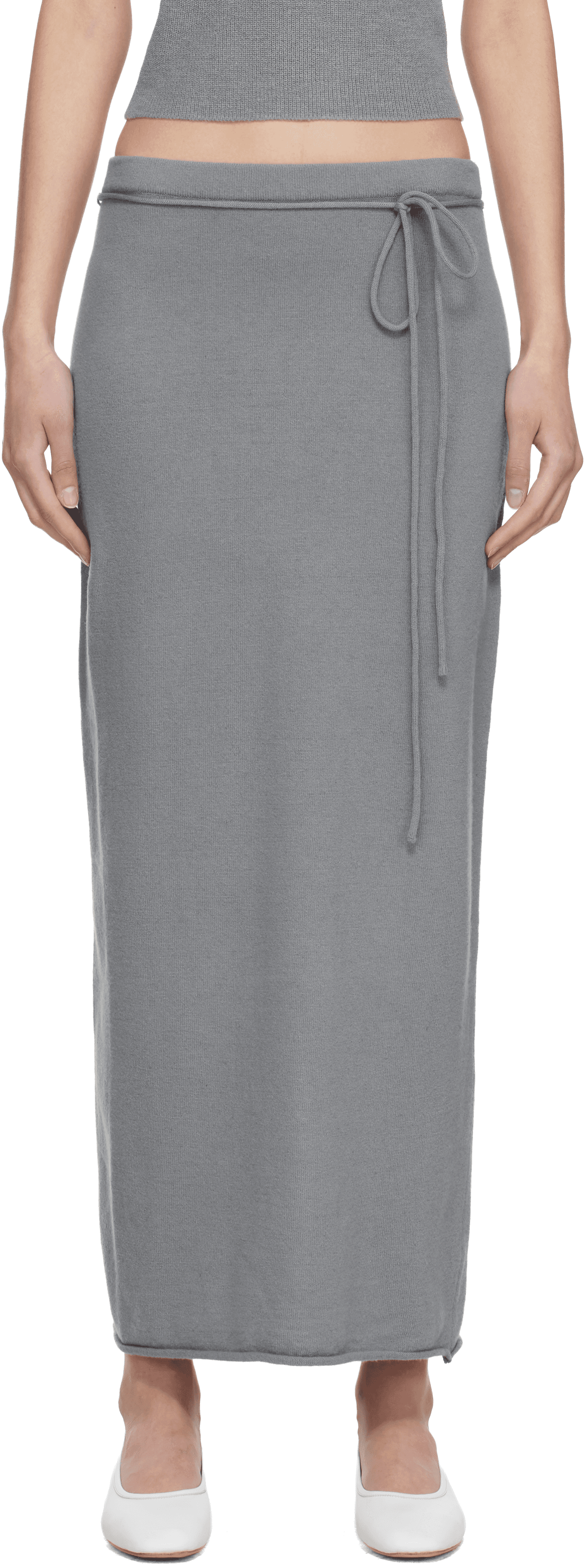 Blue Cashmere Blend Knit Maxi Skirt - Image 1