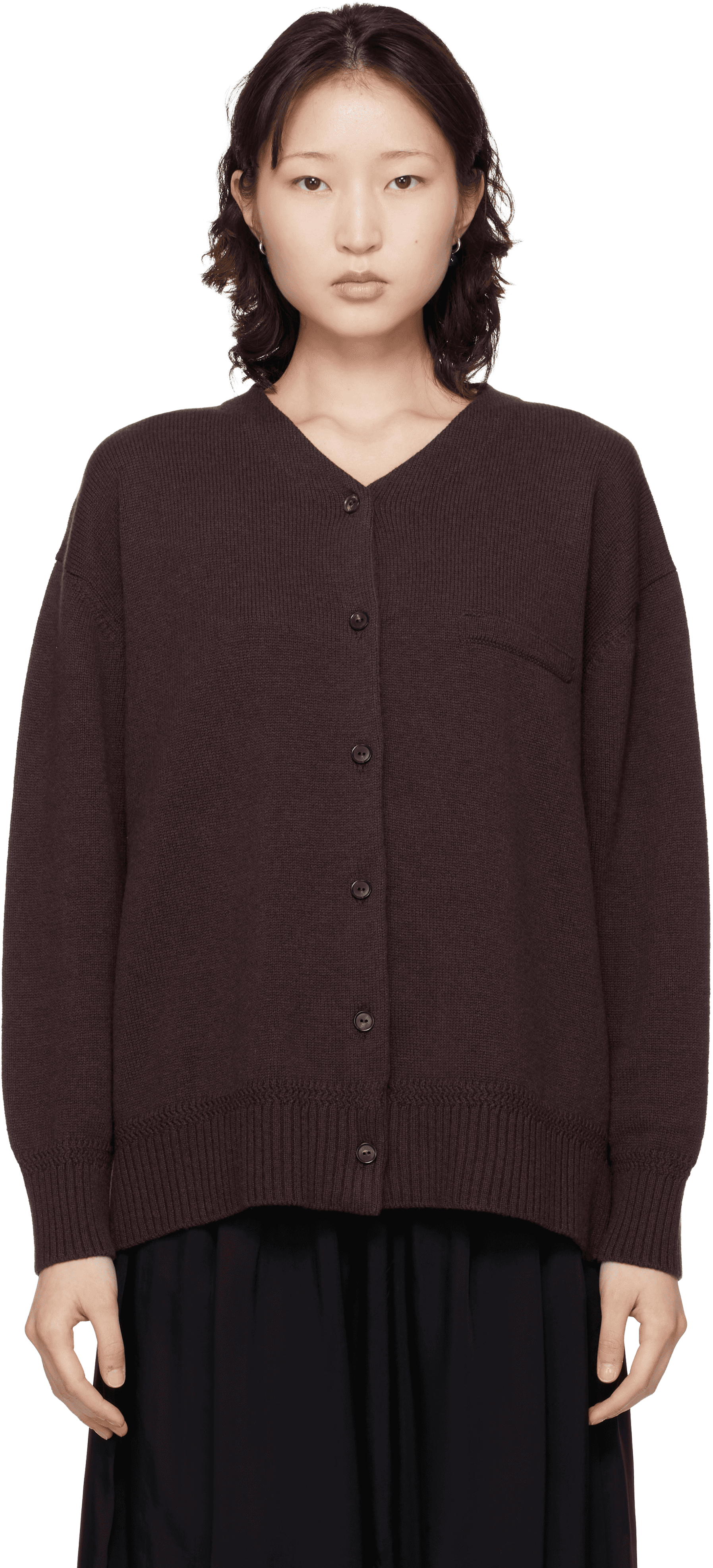 Burgundy Merino Wool Cardigan - Image 1