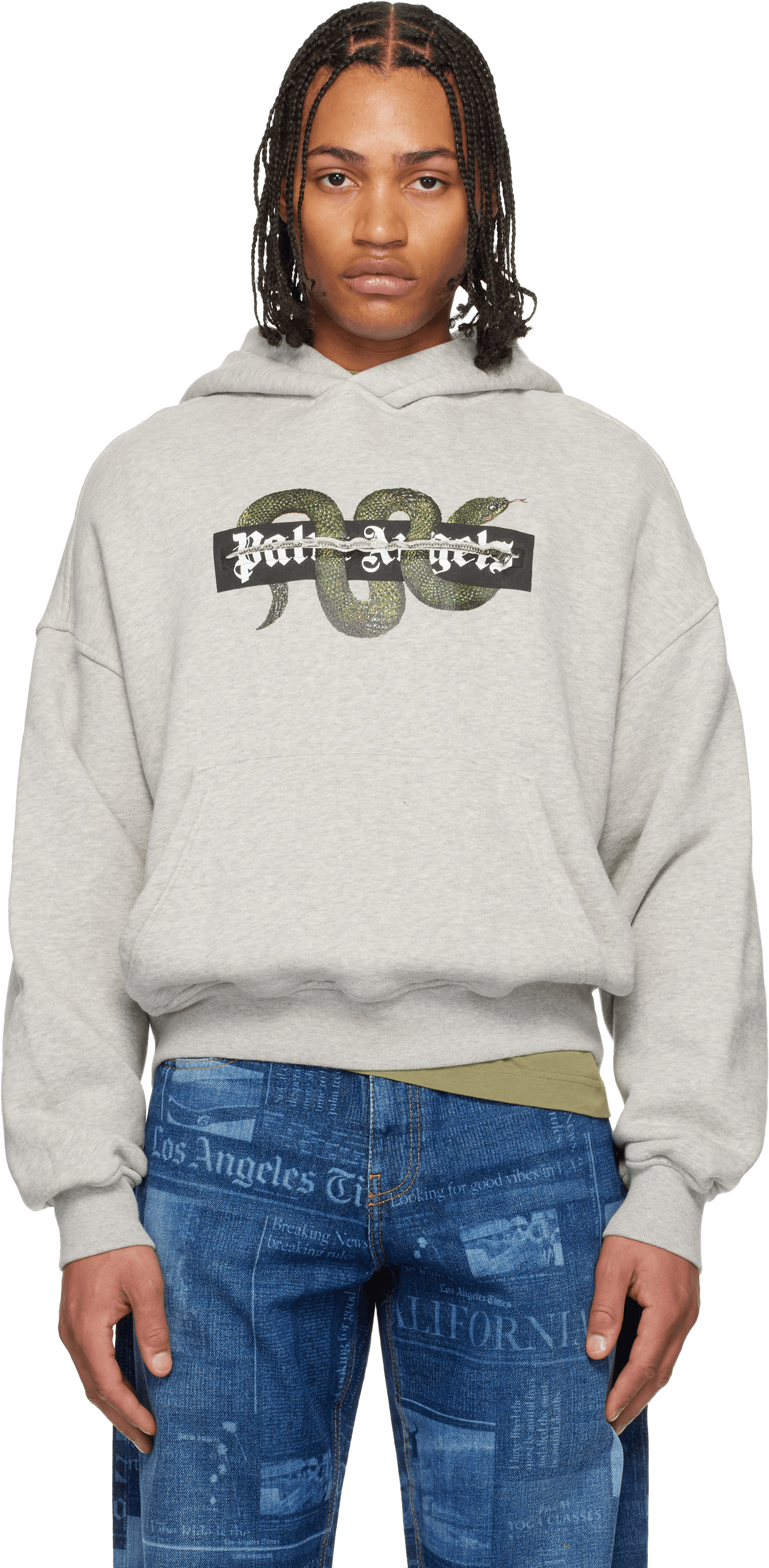 Gray Snake Graphic Hoodie - Image 1
