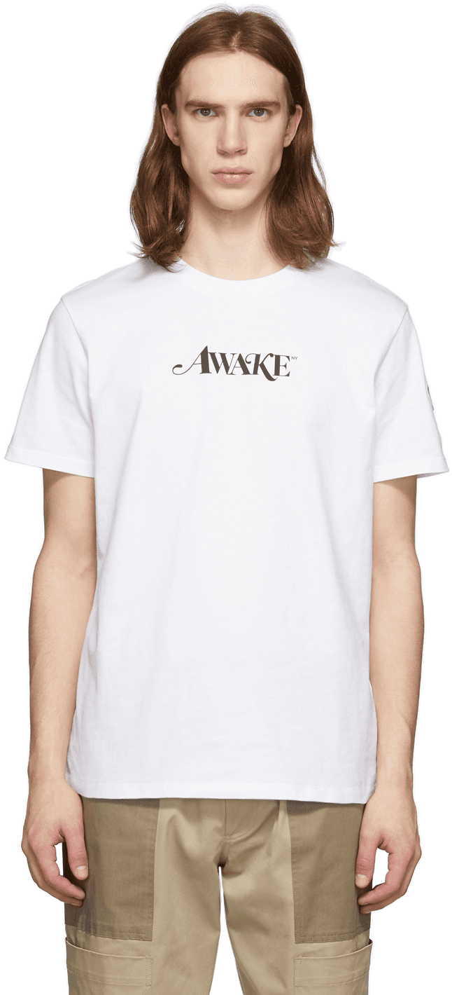 2 Moncler 1952 White Awake NY Edition Logo T-Shirt - Image 1