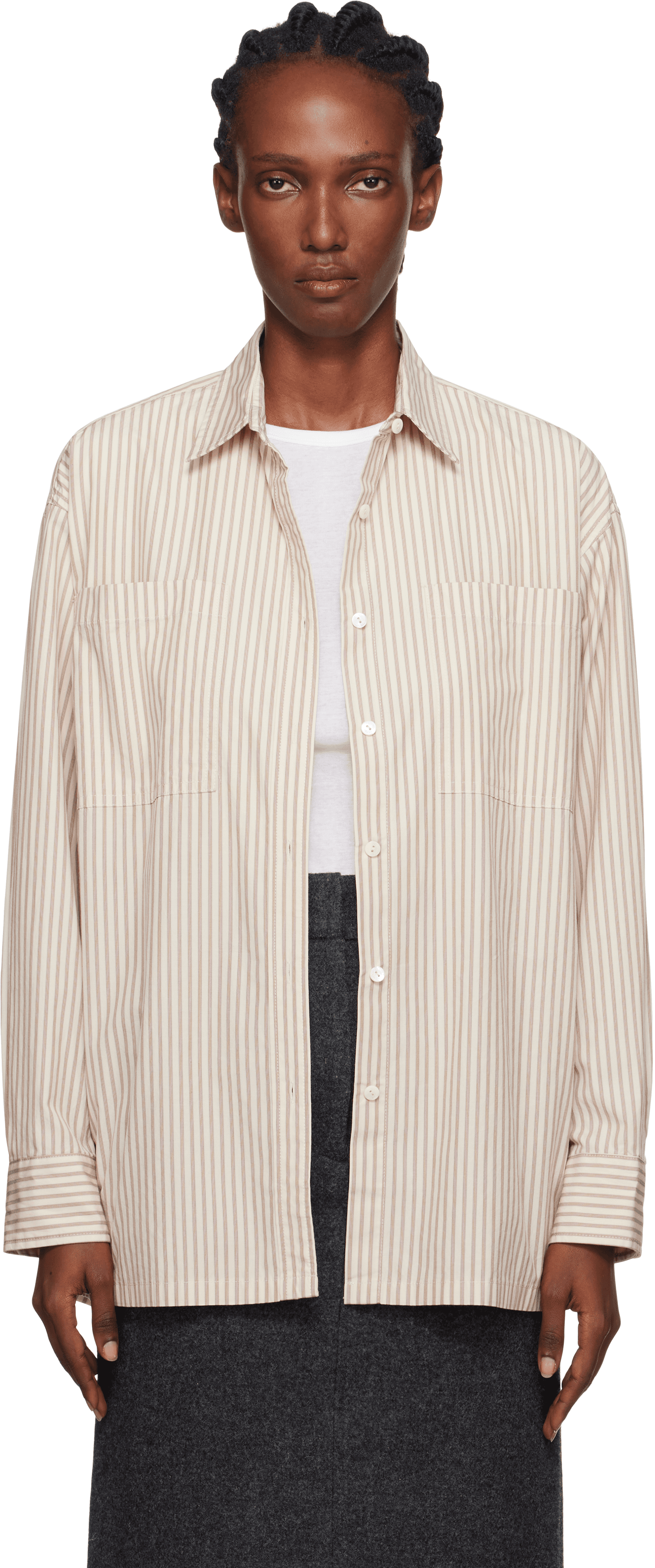 Beige Toro Oversized Stripe Shirt - Image 1