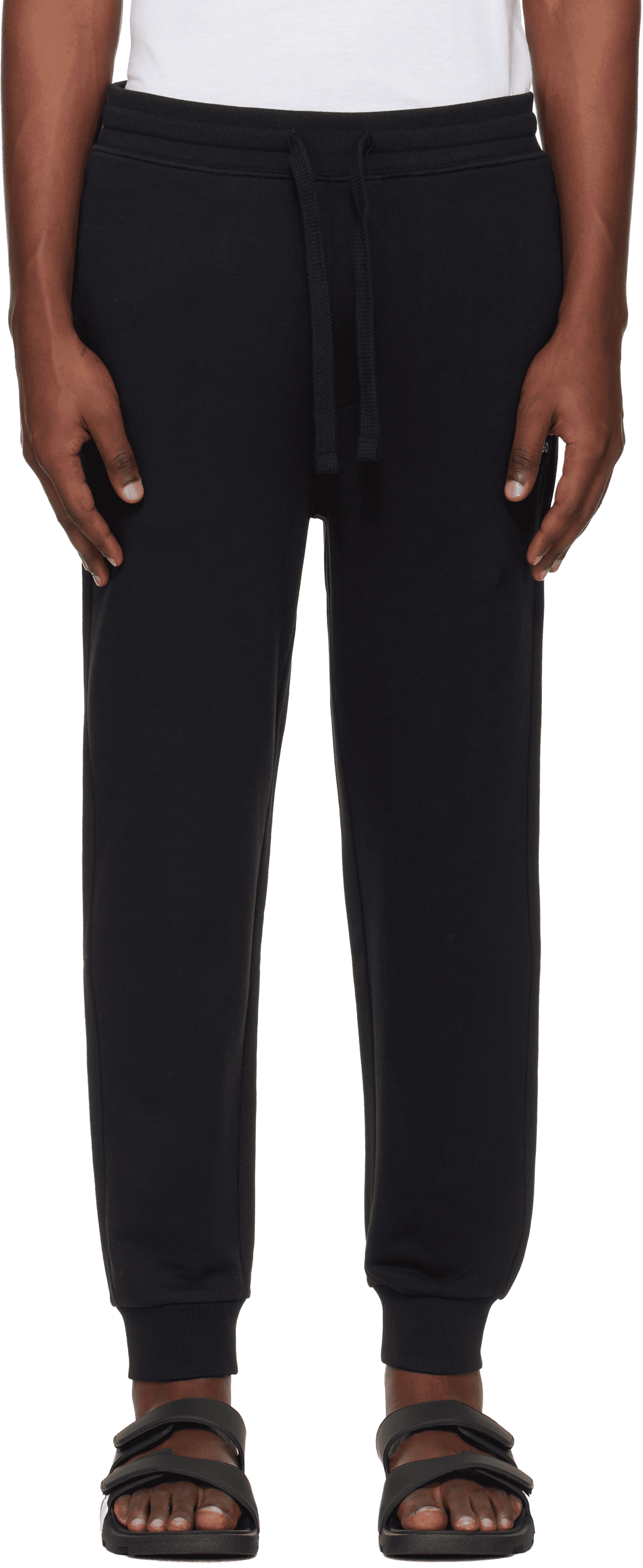 Black Logo Print Cuffed Tracksuit Pants - Image 1