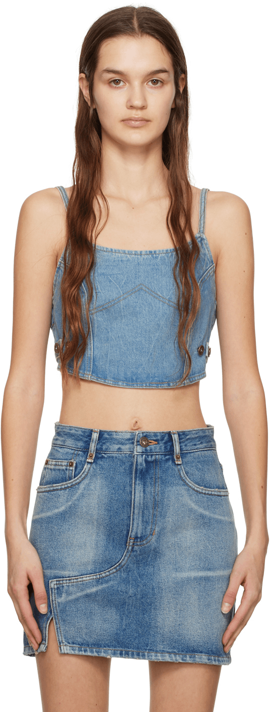 Blue Spaghetti Strap Denim Camisole - Image 1