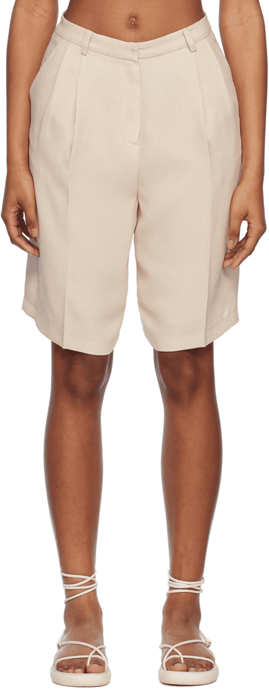 Beige Low-Waisted Shorts - Image 1