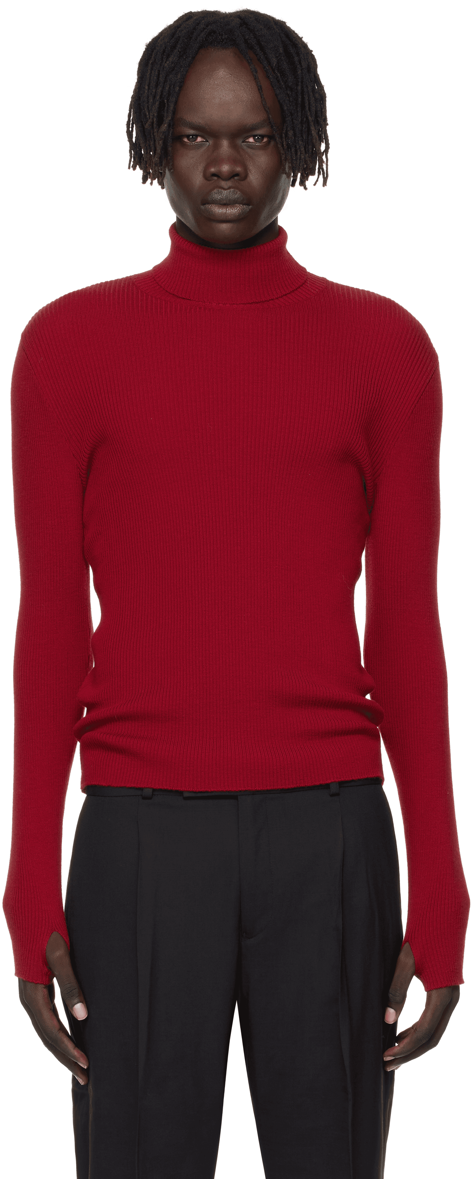 Red Ribbed Turtleneck - Image 1