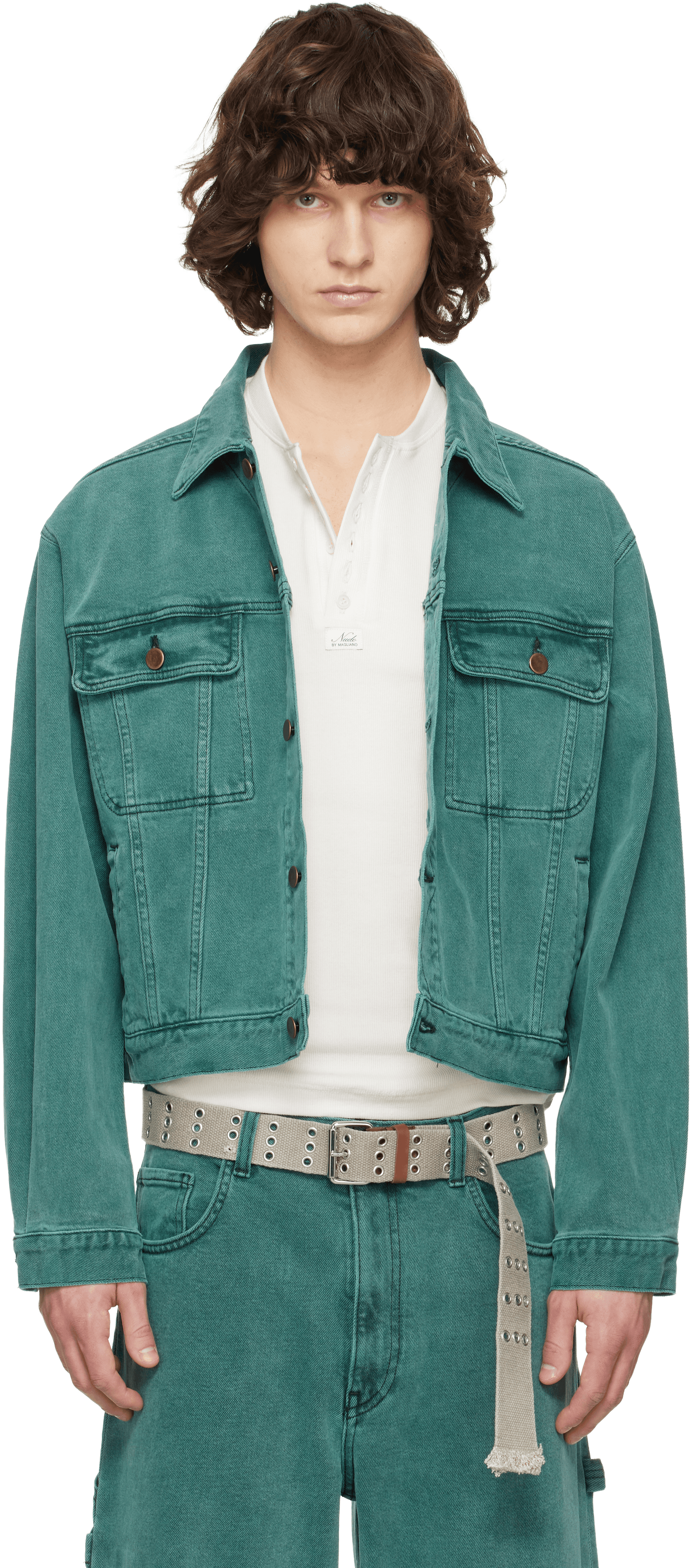 Green Faded Denim Jacket - Image 1