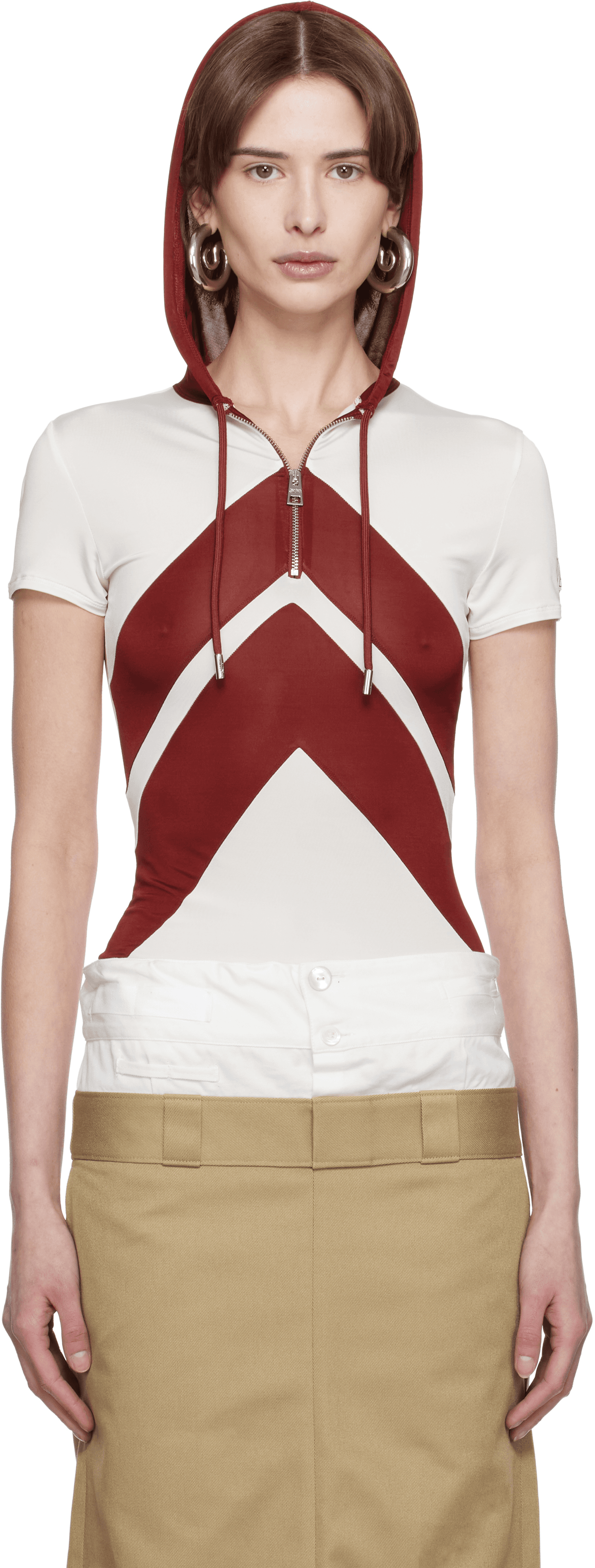 White & Burgundy 'The Chevrons' Hoodie - Image 1