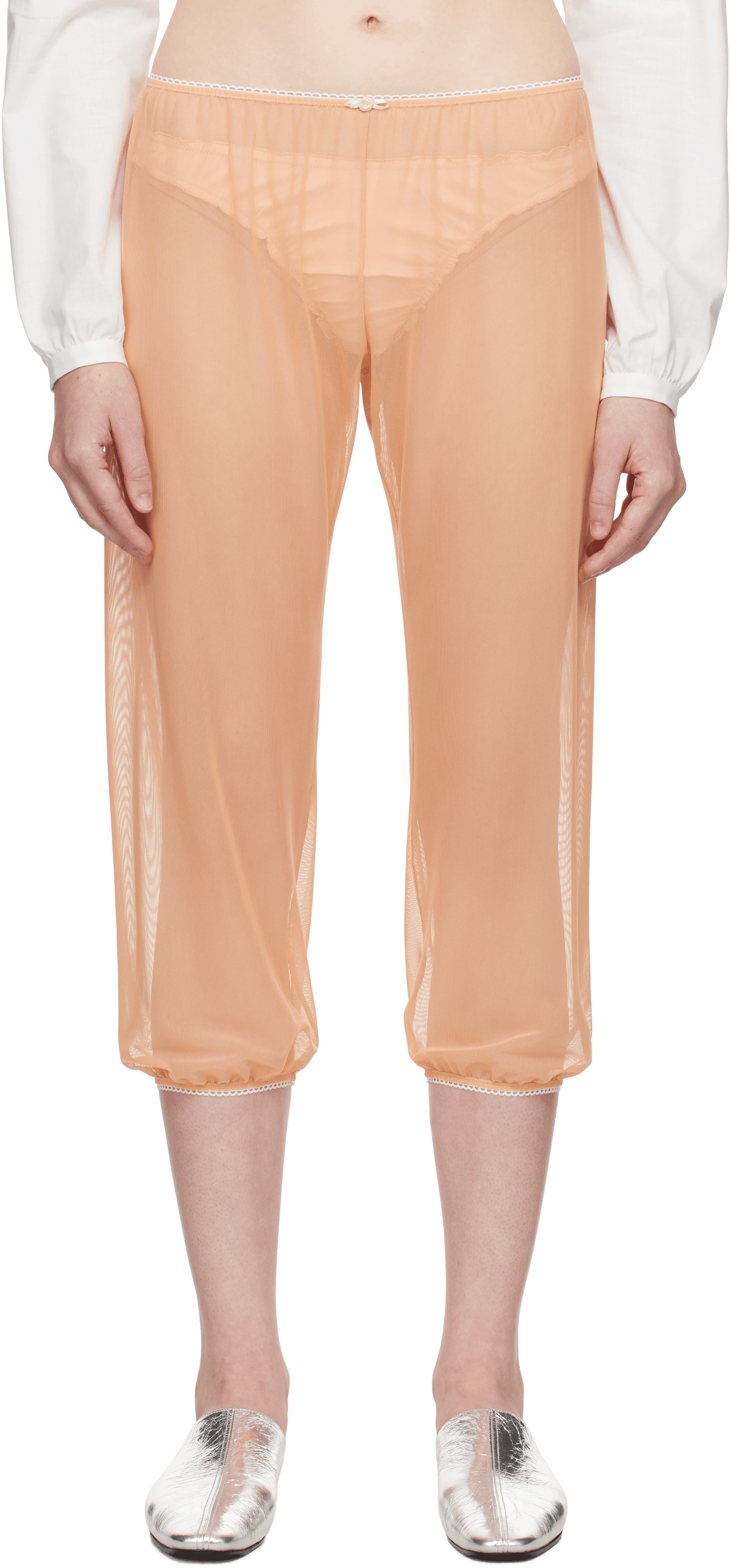 Orange Stretch Tulle Sleep Capri Trousers - Image 1