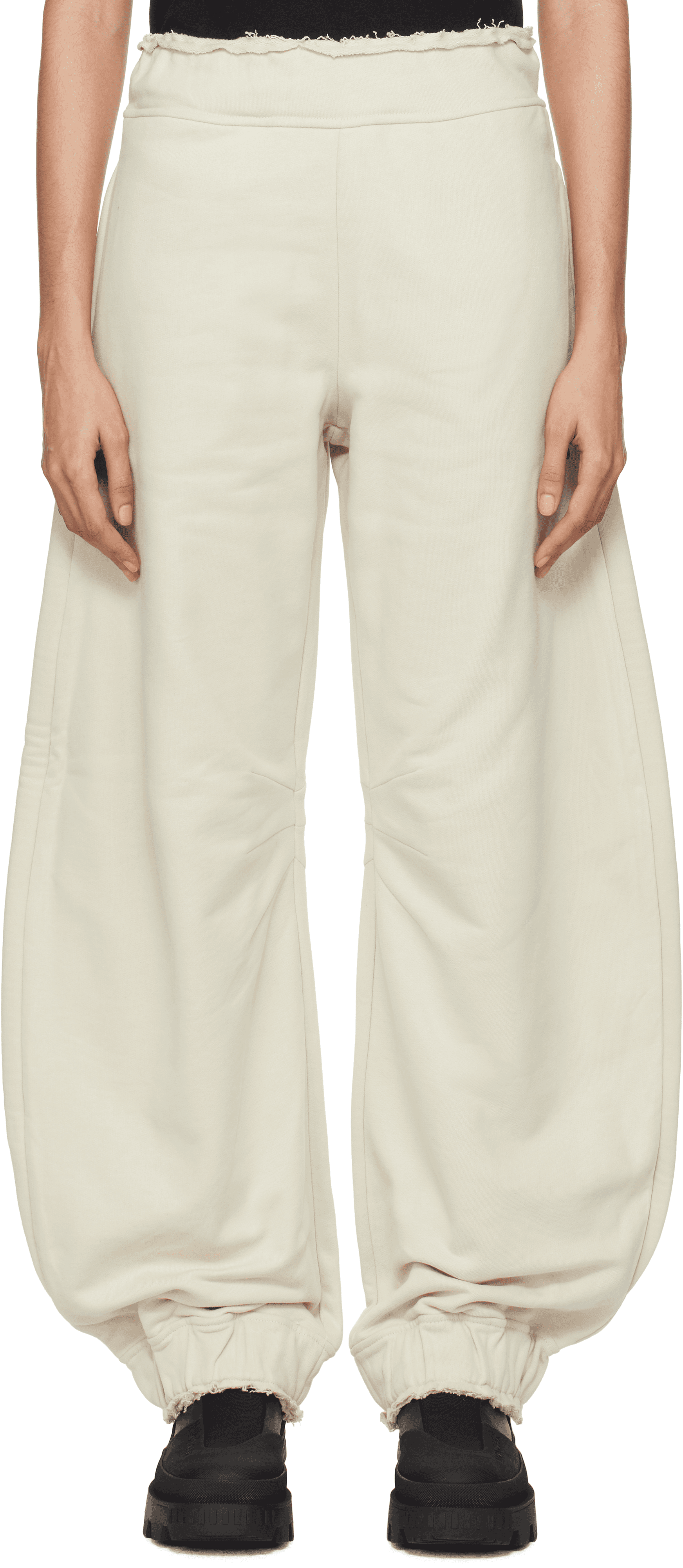 Moncler x Willow Smith Beige Raw Edge Sweatpants - Image 1