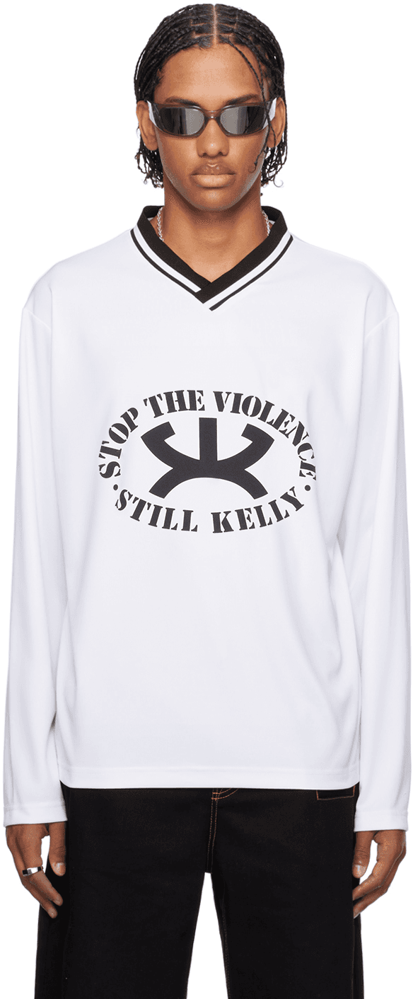 White 'Stop the Violence' Sport Sweatshirt - Image 1