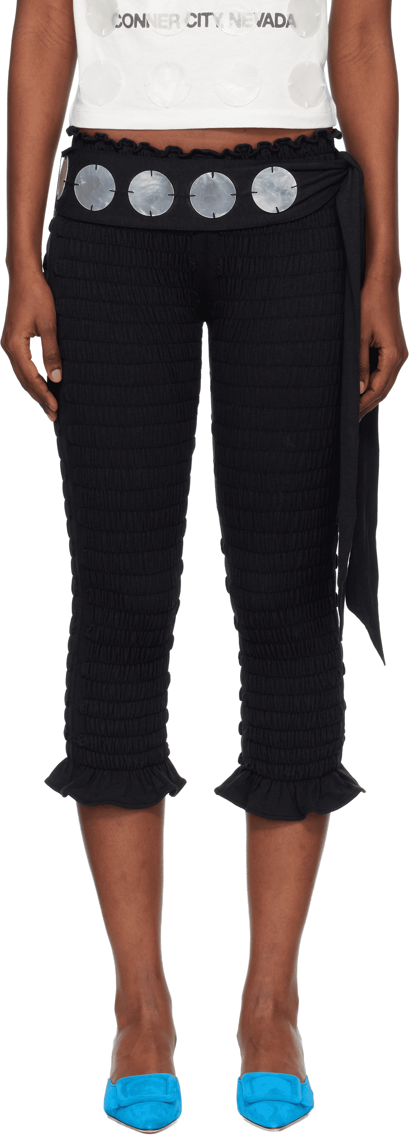 Black 'The Shirred Capri' Trousers - Image 1