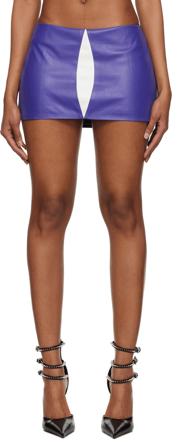Blue Insert Faux-Leather Mini Skirt - Image 1