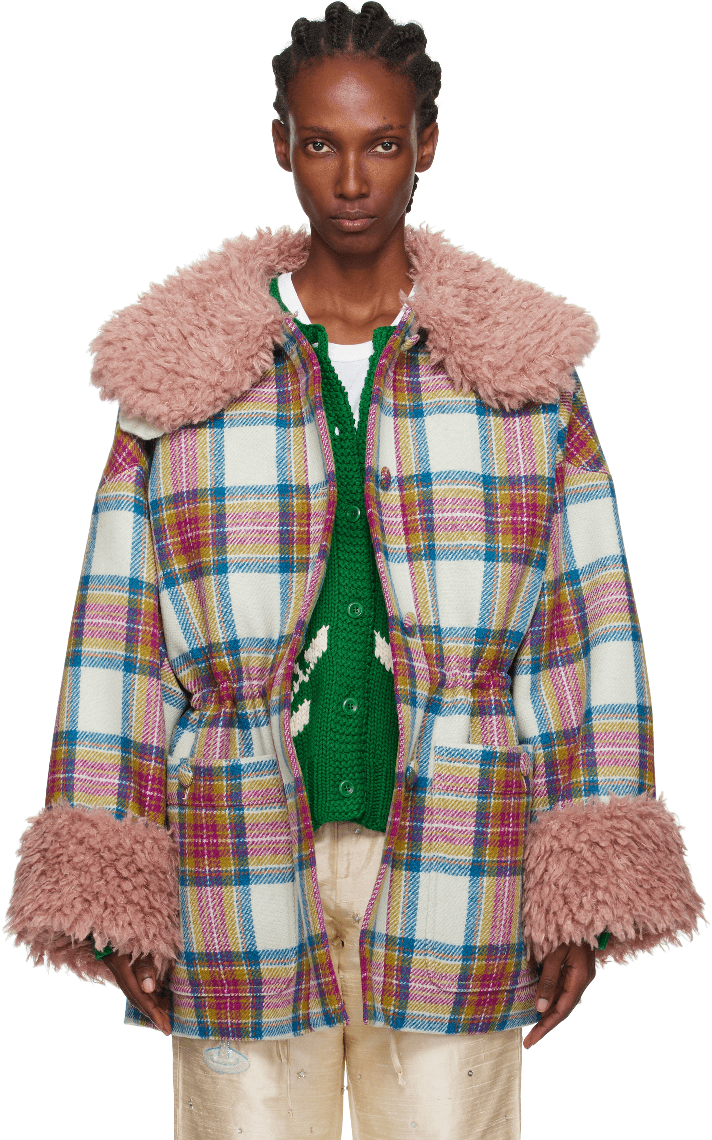 White & Pink Harris Tweed Connie Coat - Image 1