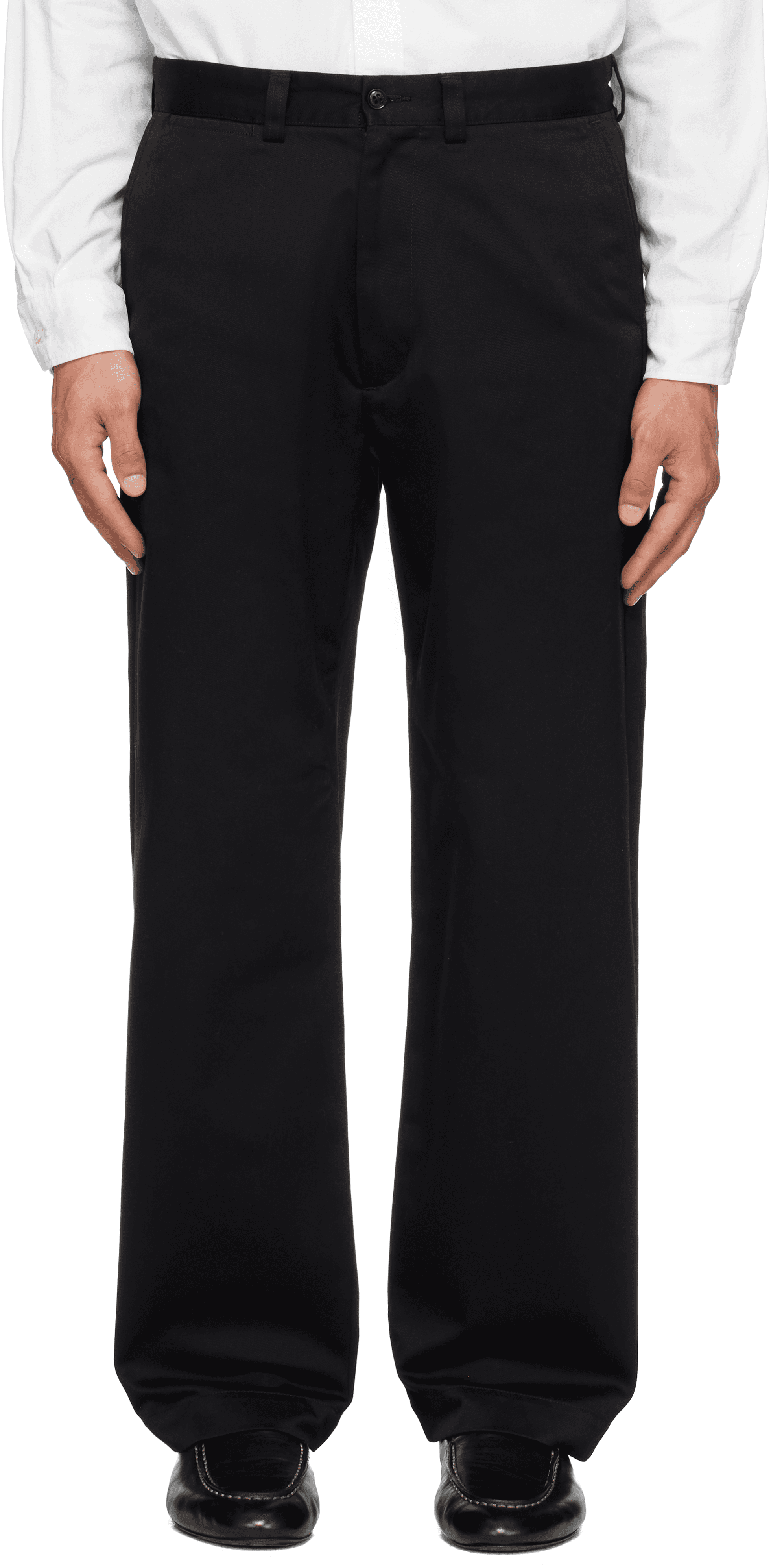 Black Wide Straight Chino Trousers - Image 1