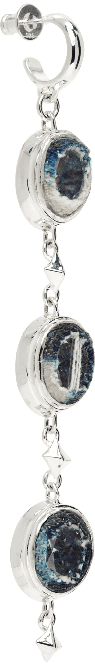 Silver Denim Oval String Earring - Image 1