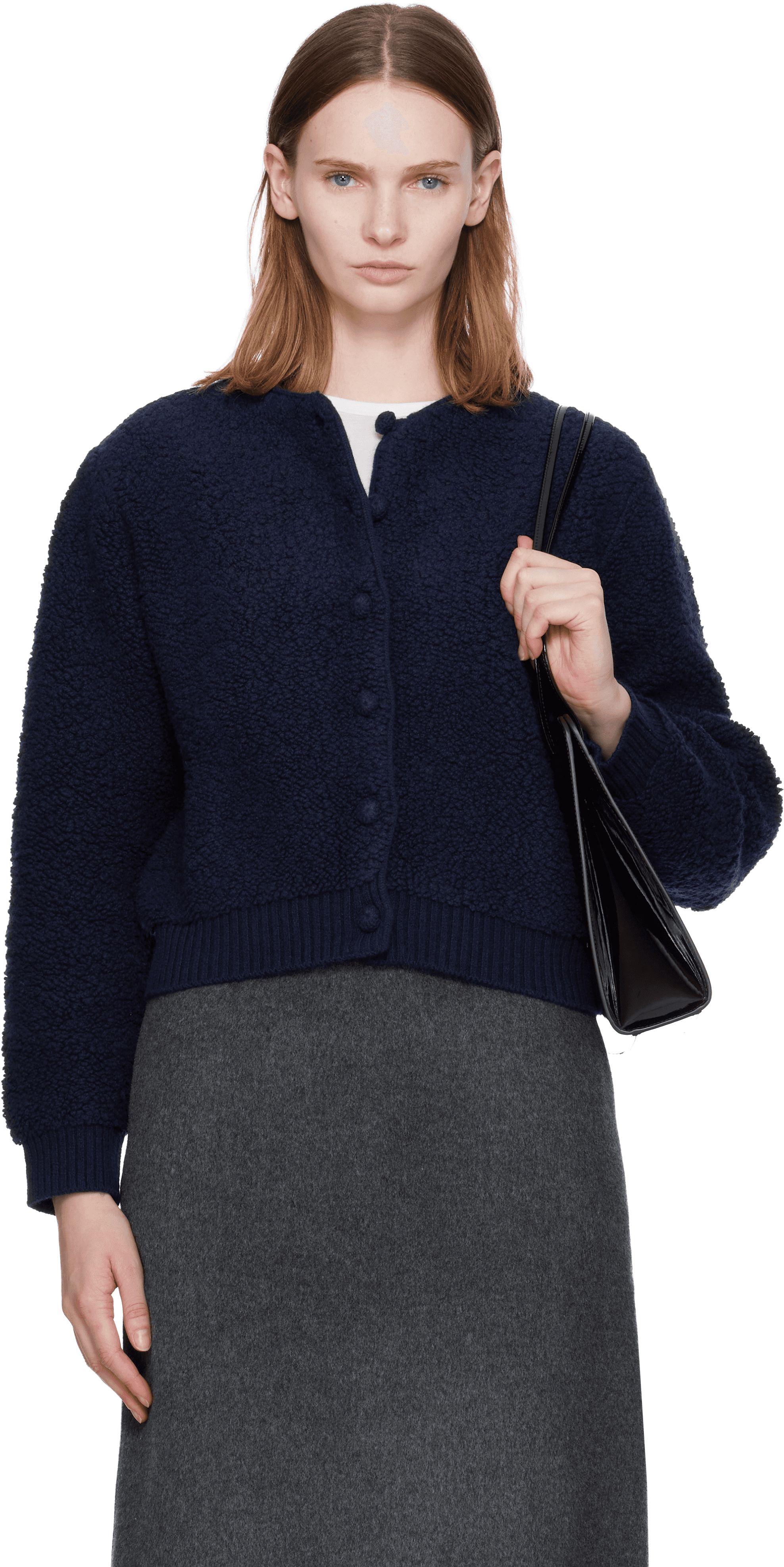Navy Lett Boucle Cardigan - Image 1