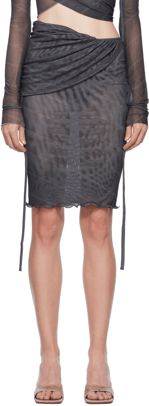 Gray Wrap Midi Skirt - Image 1