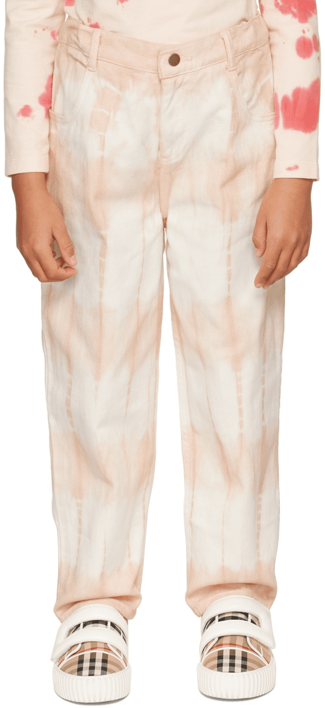 Kids Pink & White Classic Jeans - Image 1