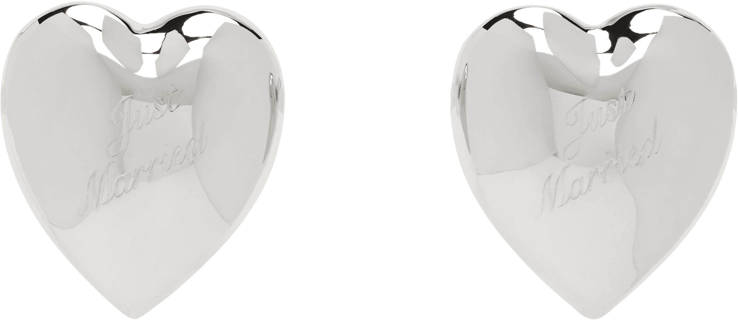 SSENSE Exclusive Bridal Capsule 'Just Married' Heart Earrings - Image 1