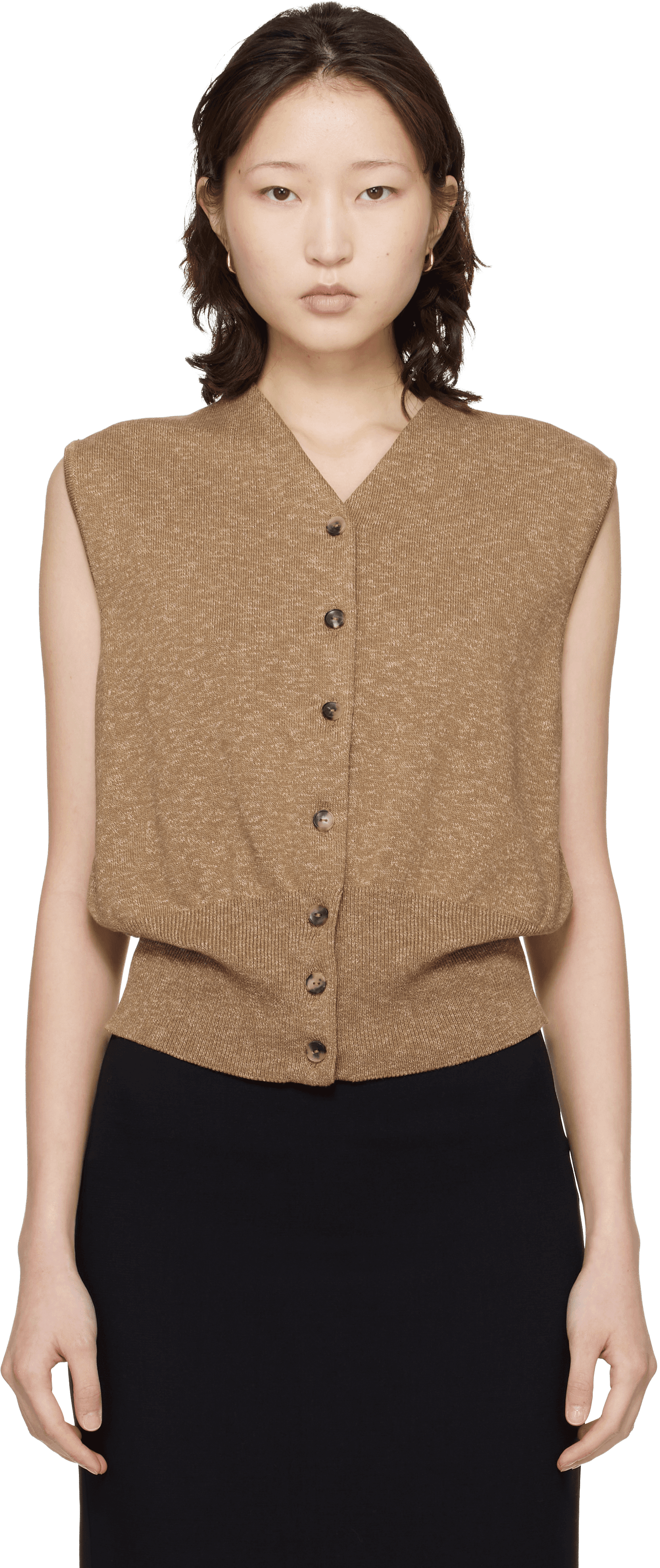 Khaki Flecked Cotton Waistcoat - Image 1