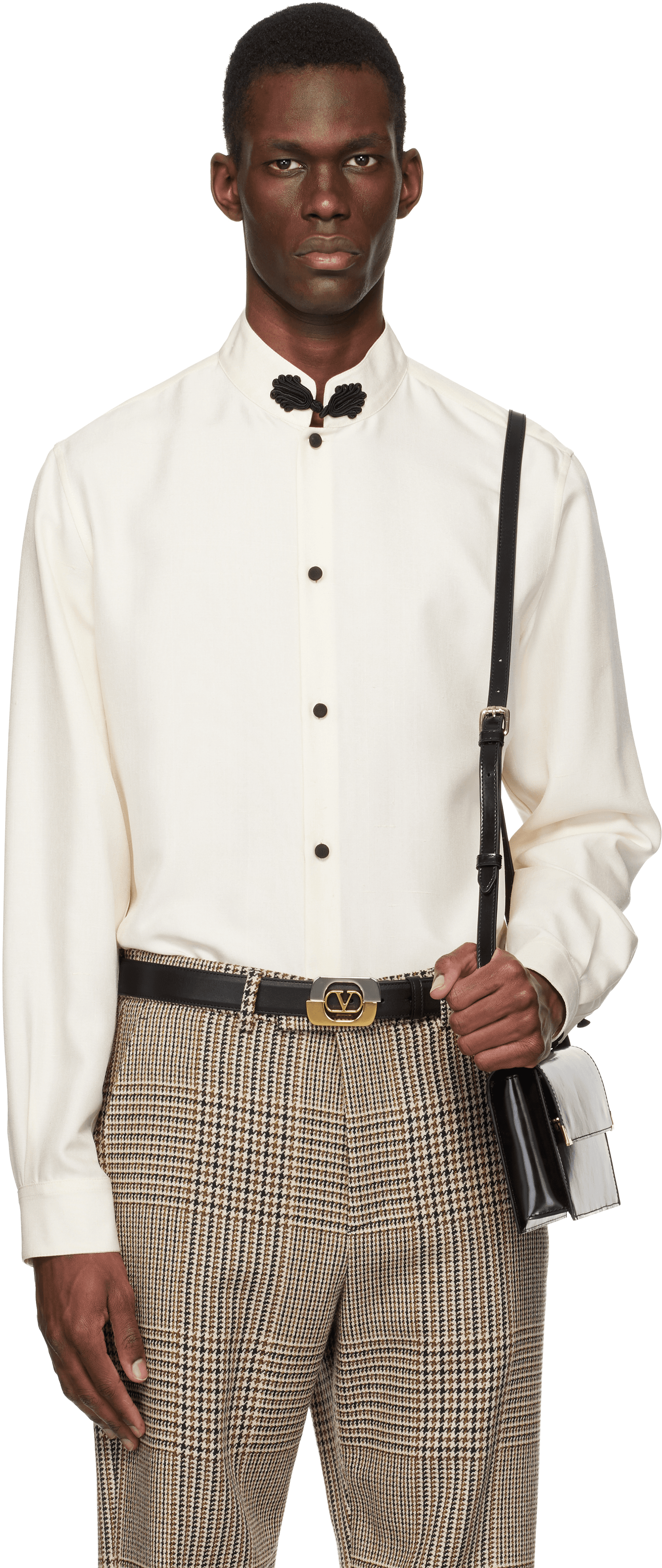 Off-White Silk Shantung Toggle Shirt - Image 1