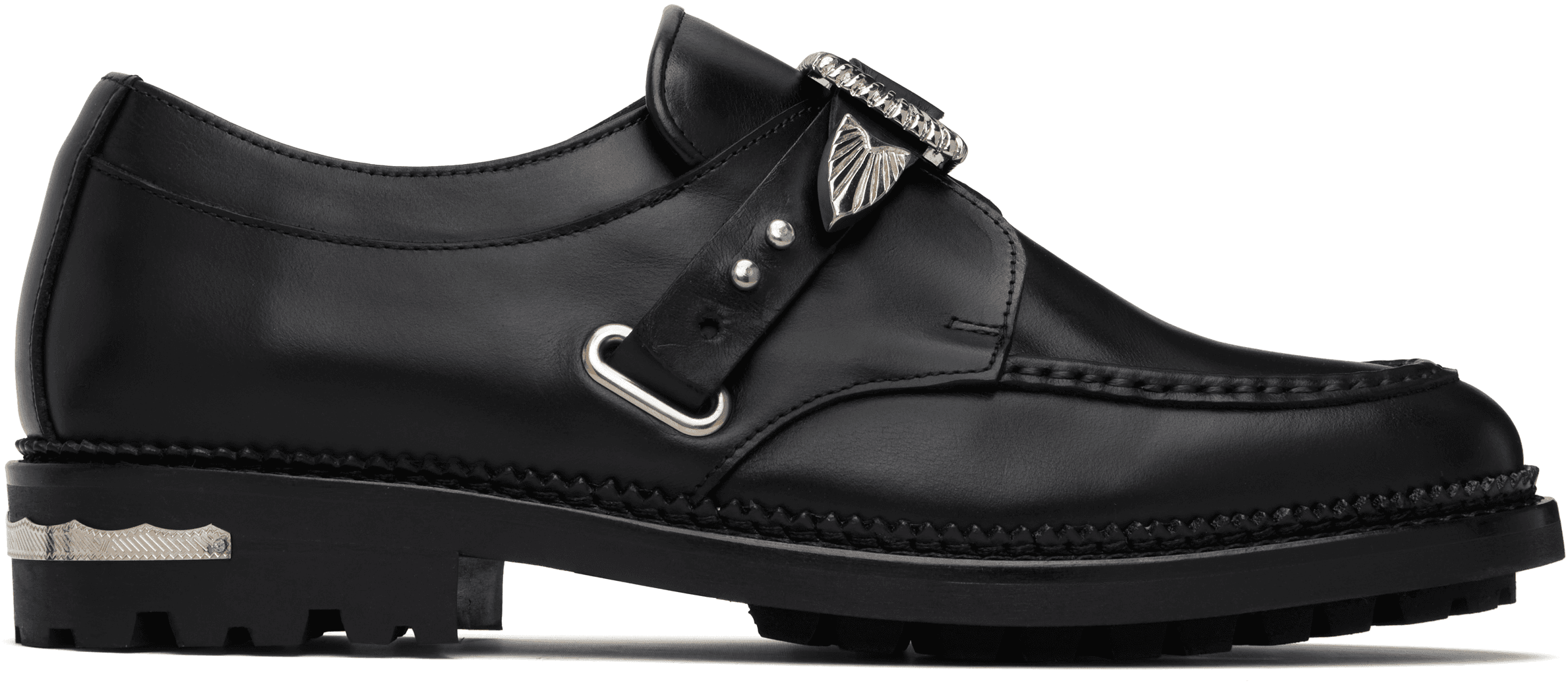 SSENSE Exclusive Black Hard Leather Monkstraps - Image 1