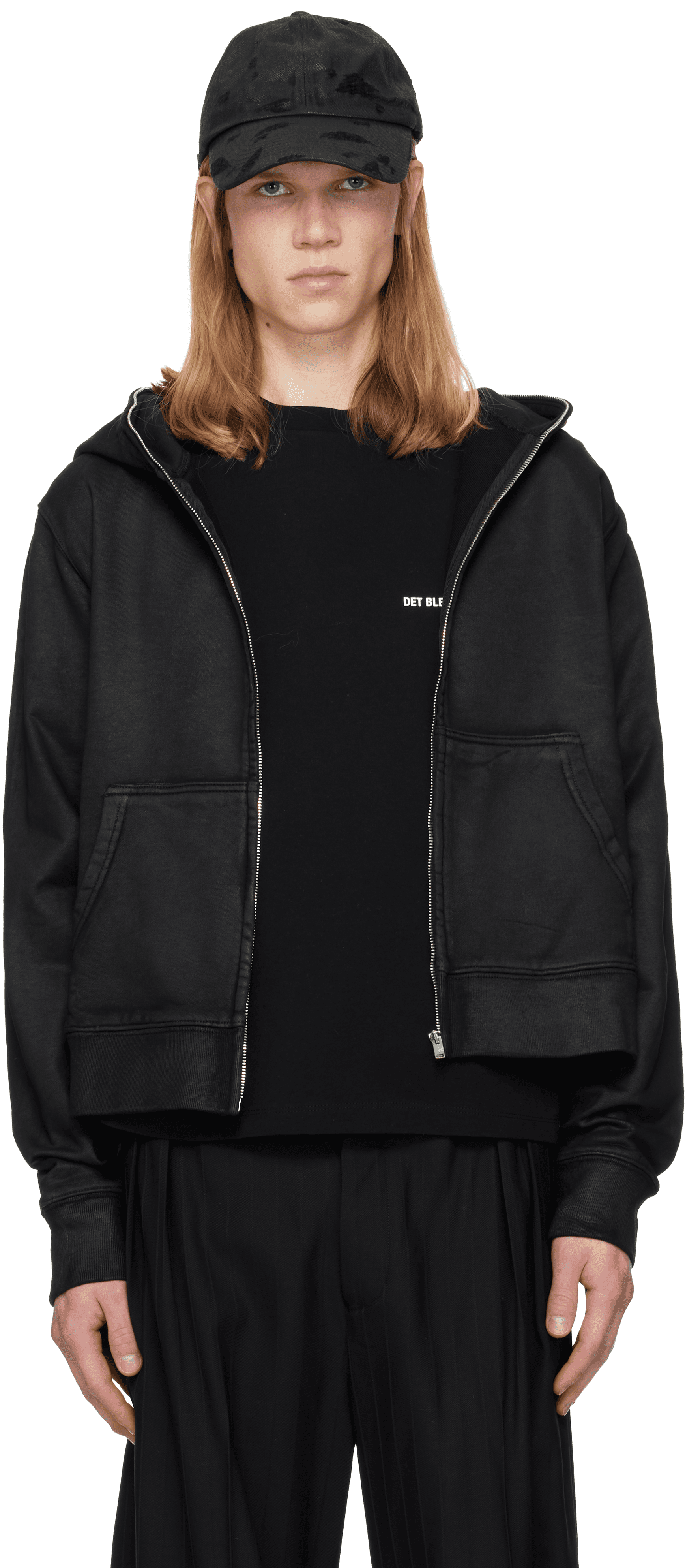 Black Waxed Zip Hoodie - Image 1