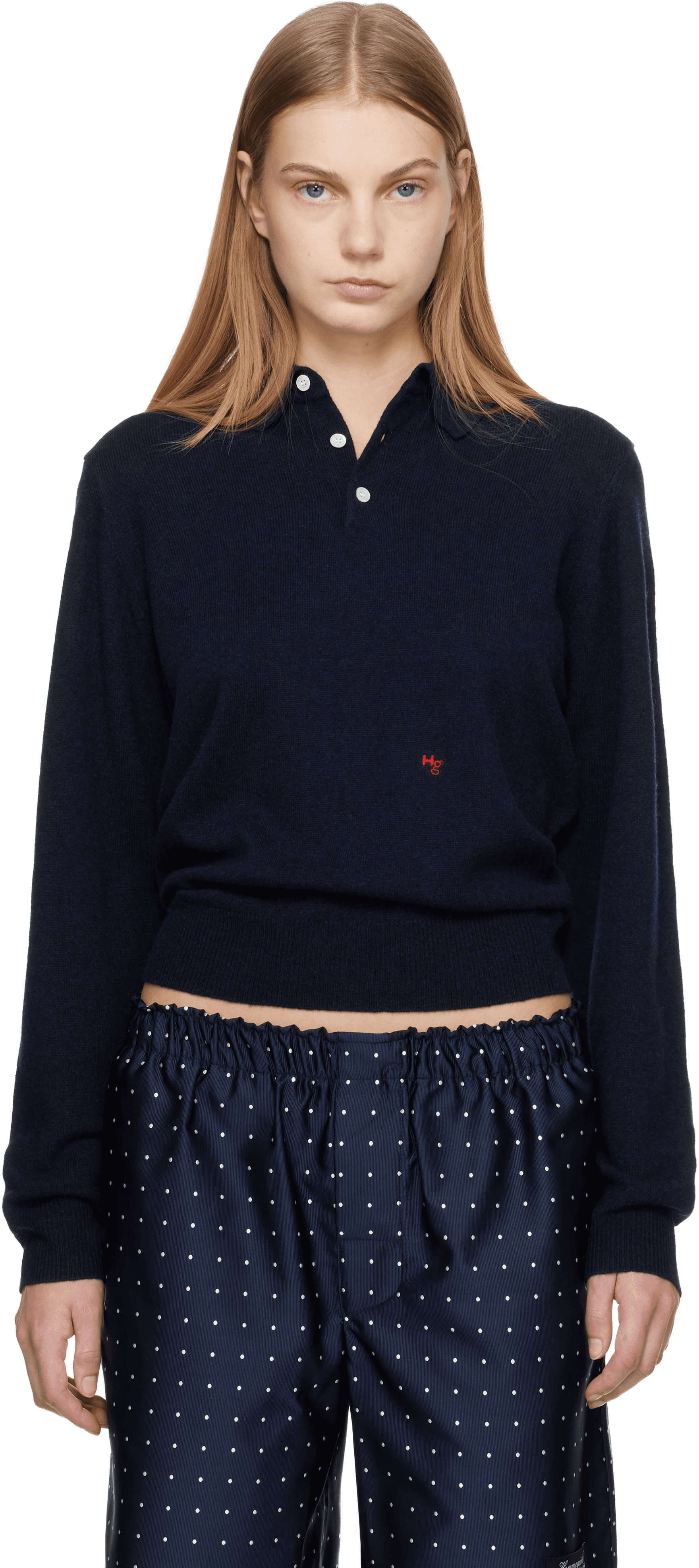 Navy Knit Polo - Image 1