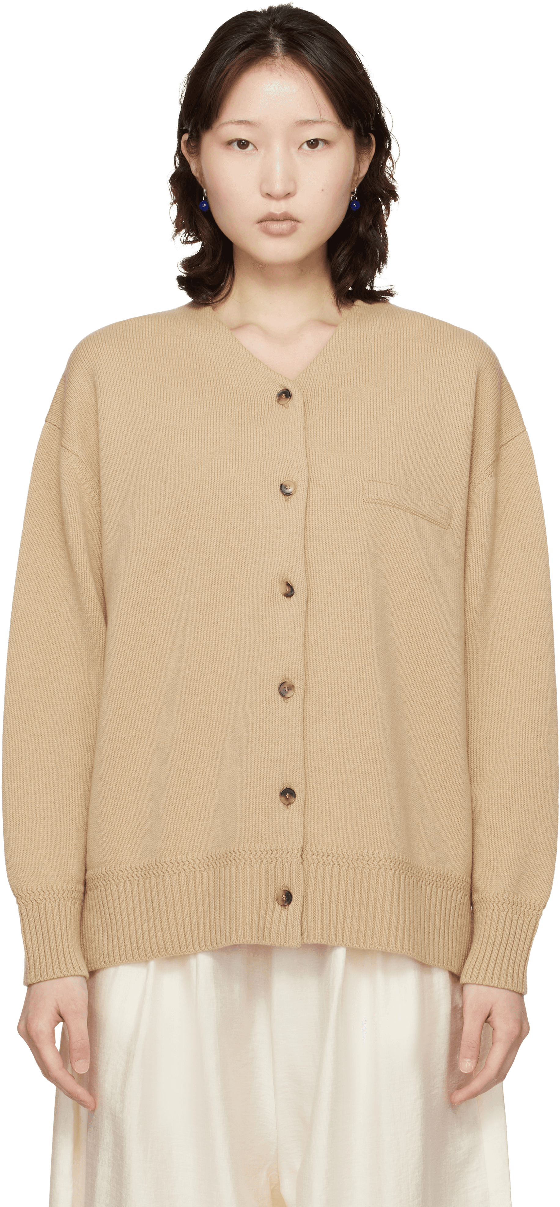 Beige Merino Wool Cardigan - Image 1