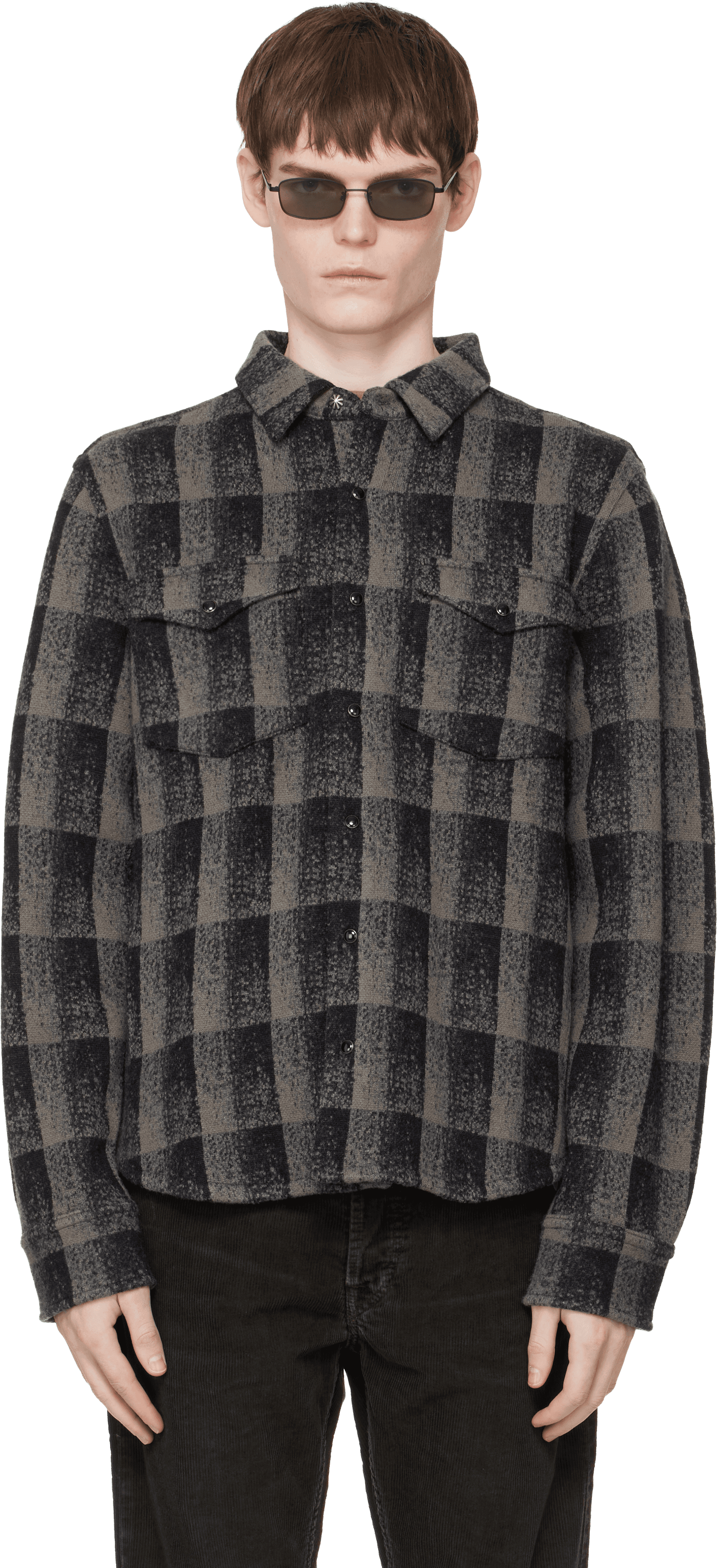 Gray Wool-Cashmere Western Overshirt - Image 1