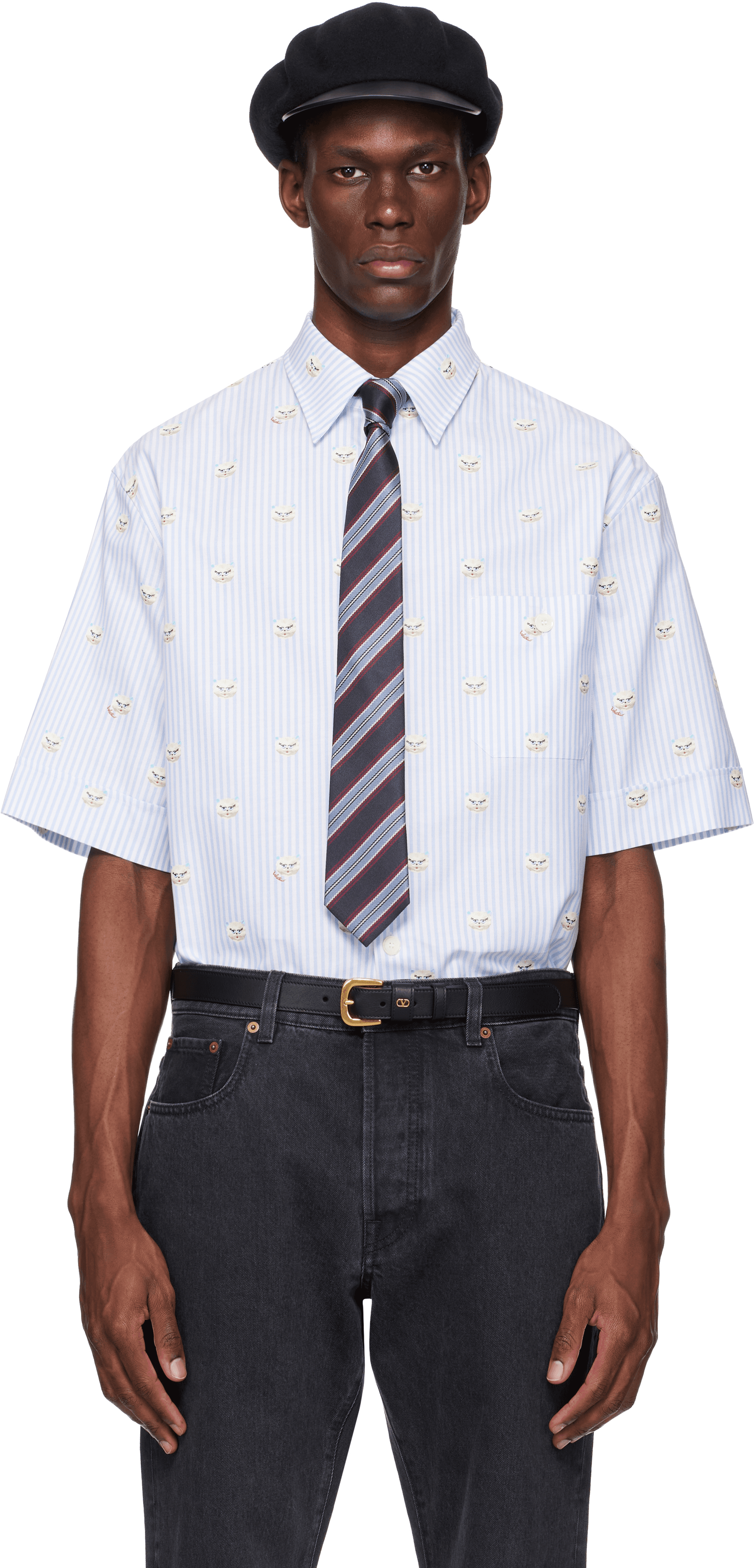 Blue Cotton Oxford 'Le Chat De La Maison' Shirt - Image 1