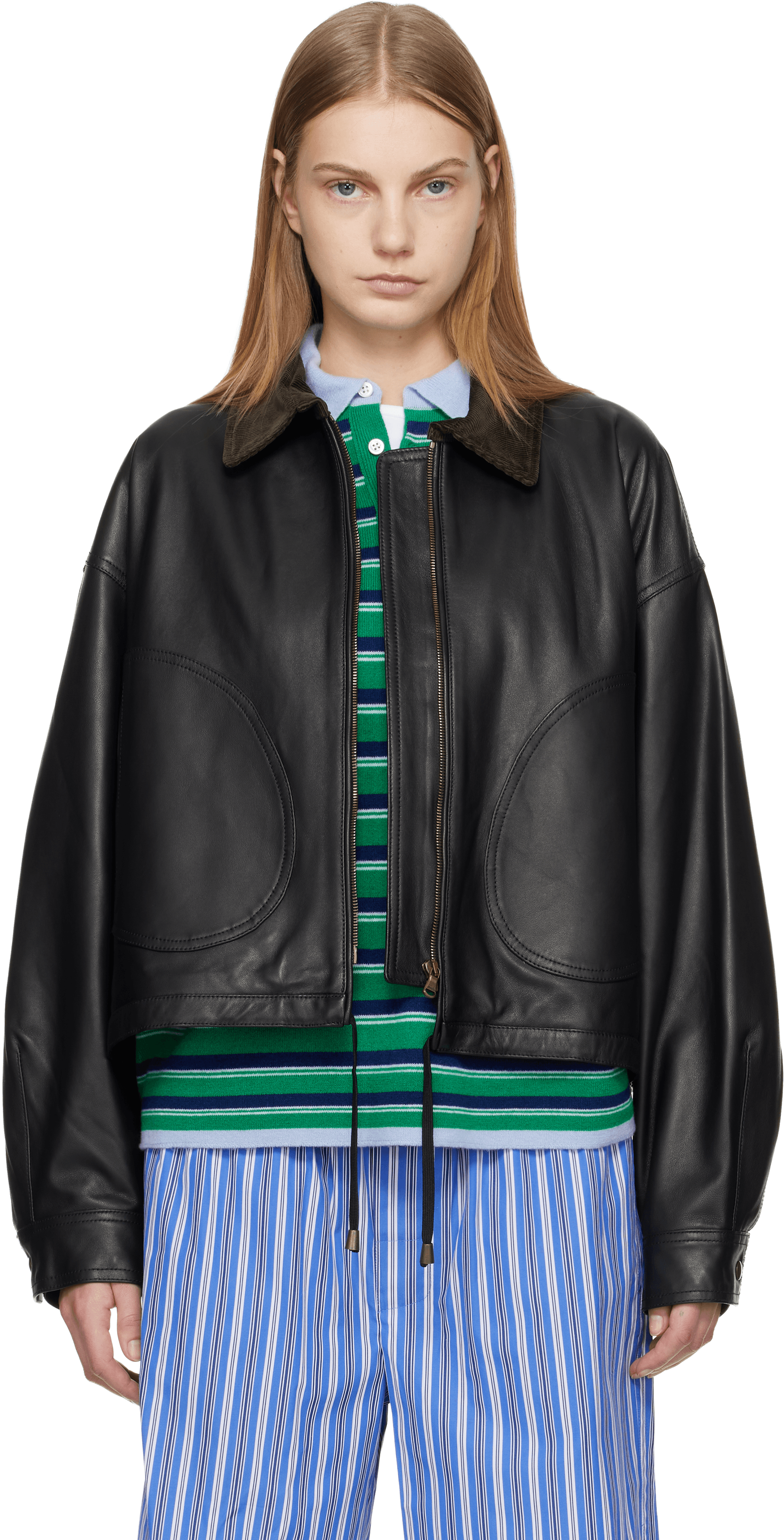 Black Leather Parachute Jacket - Image 1