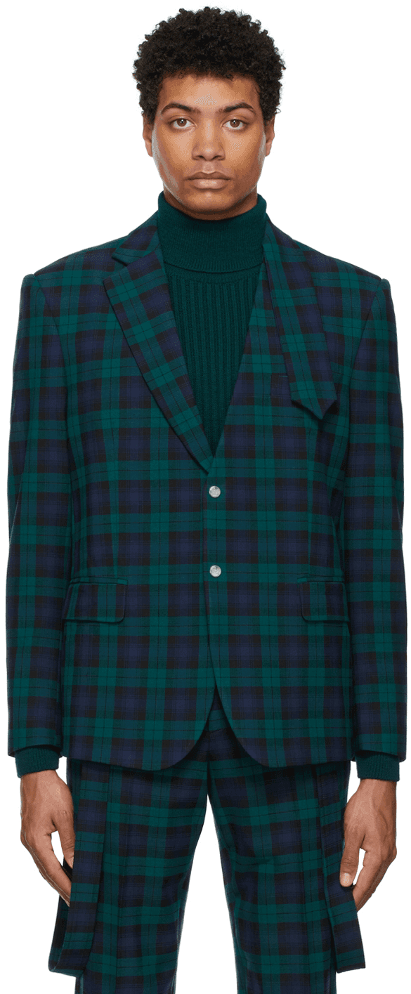 Green & Navy Check Blazer - Image 1