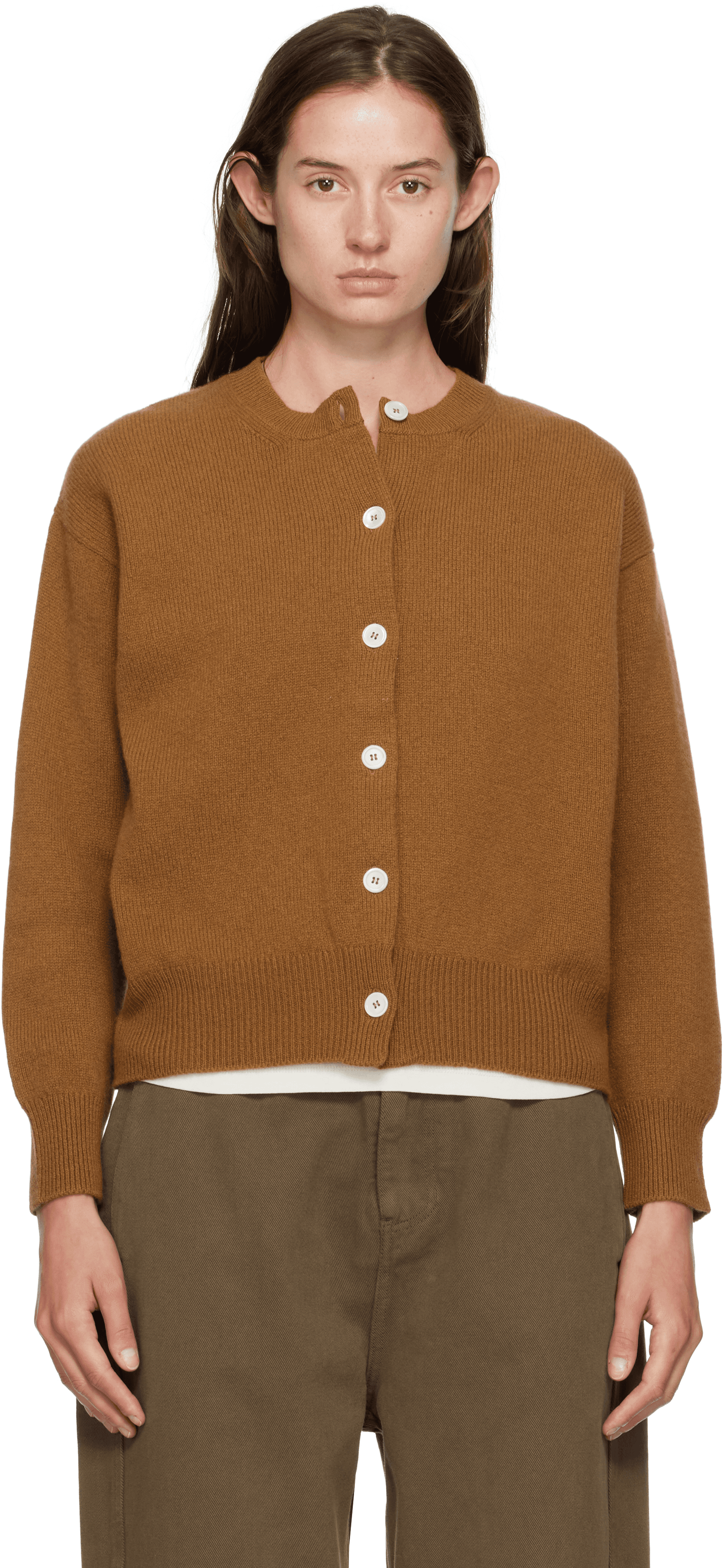 Brown Ada Crewneck Cardigan - Image 1