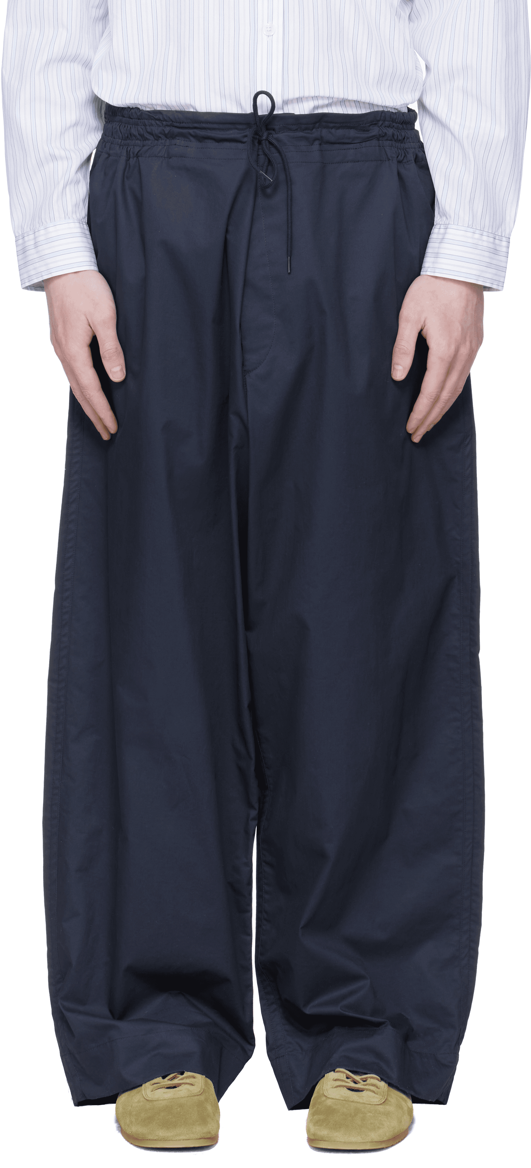 Navy Drawstring Trousers - Image 1