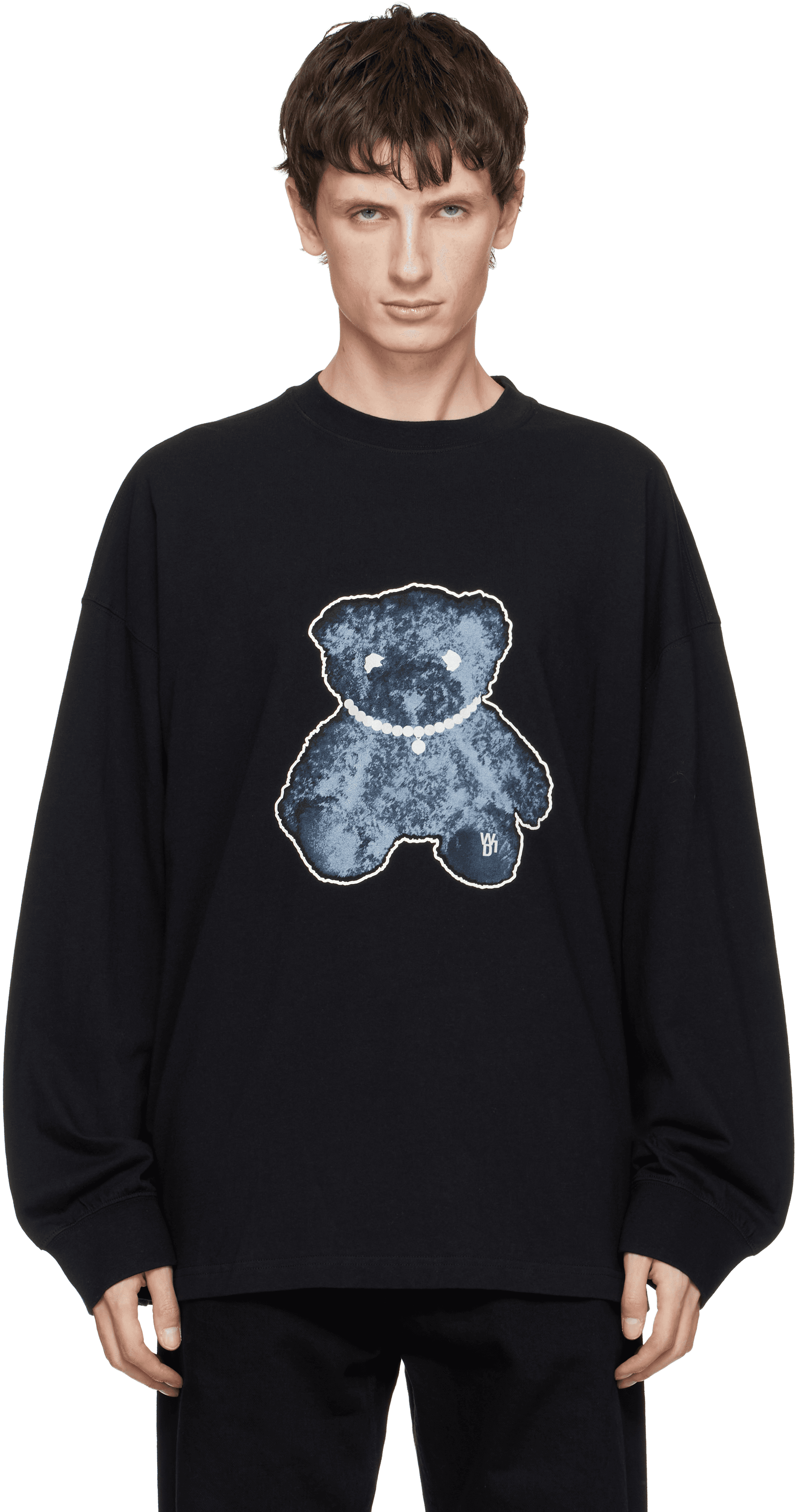Black Pearl Necklace Teddy Long Sleeve T-shirt - Image 1