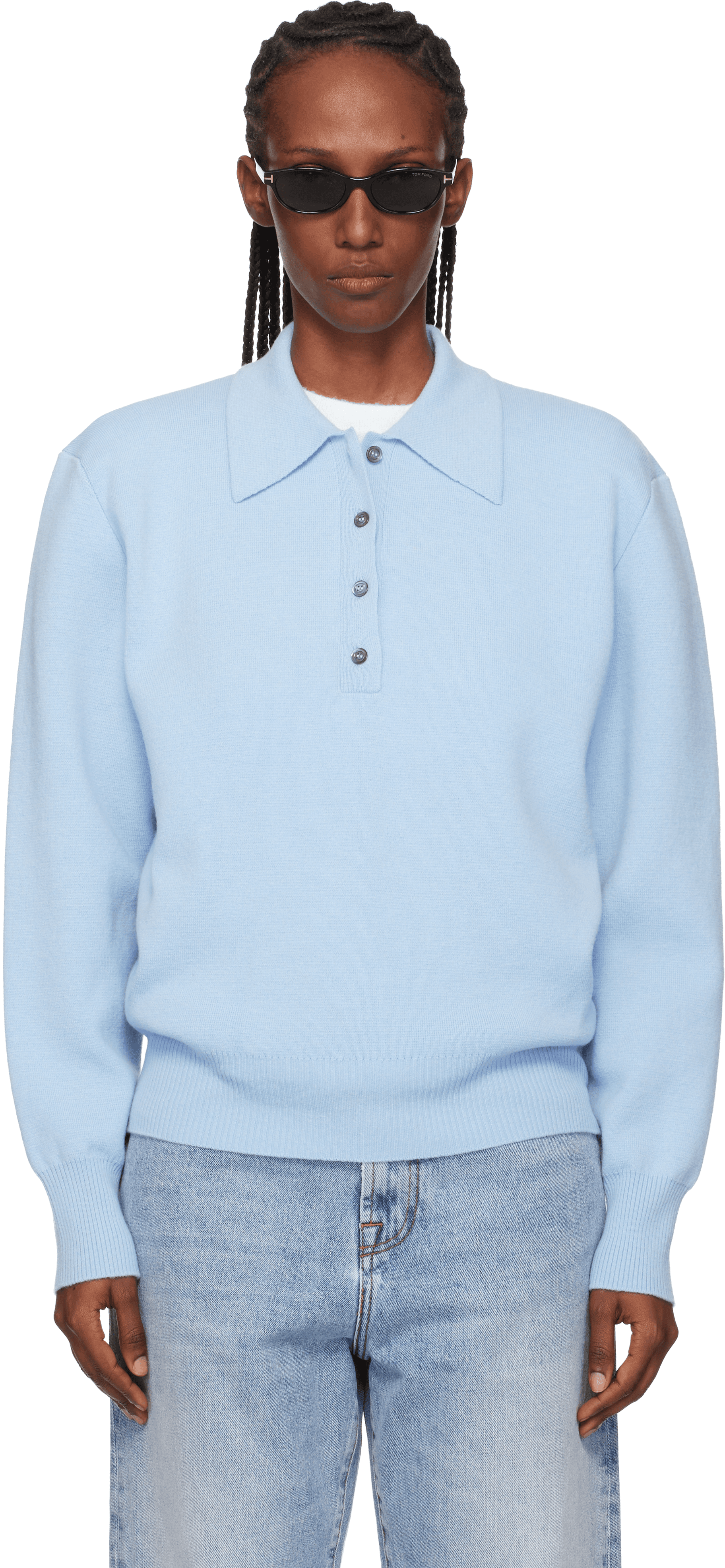 Blue Compact Knitted Polo - Image 1