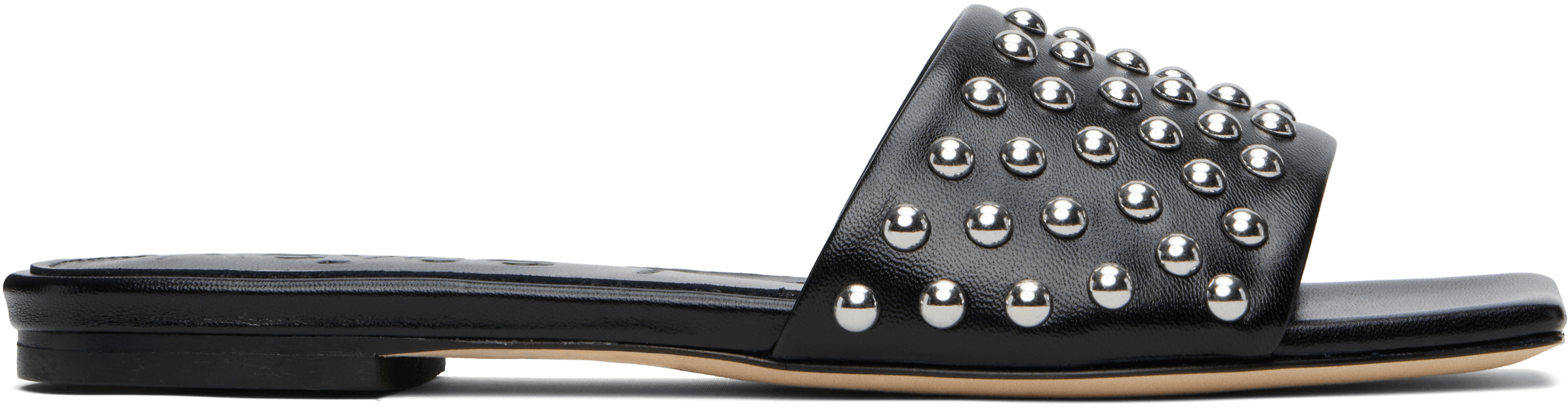 Black Anna Studded Leather Sandals - Image 1
