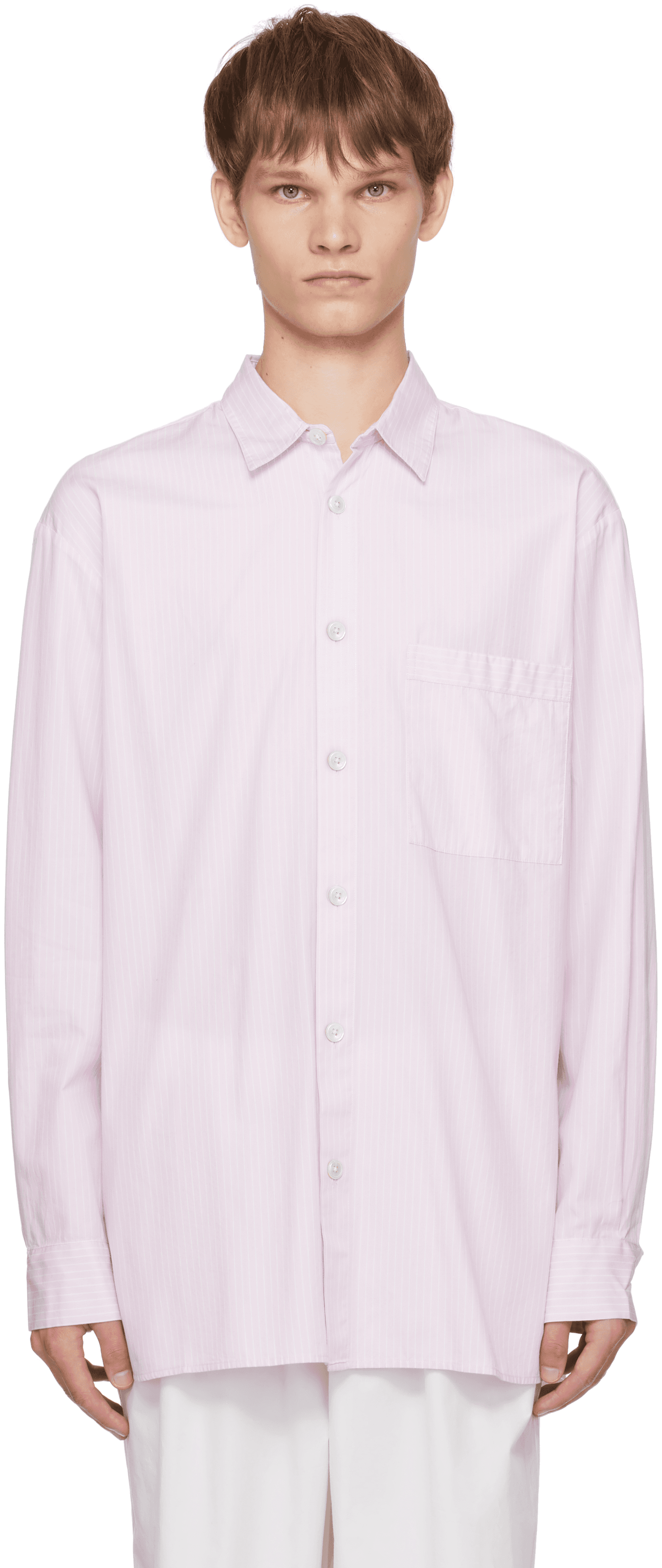 Pink Poplin Long Sleeve Pyjama Shirt - Image 1