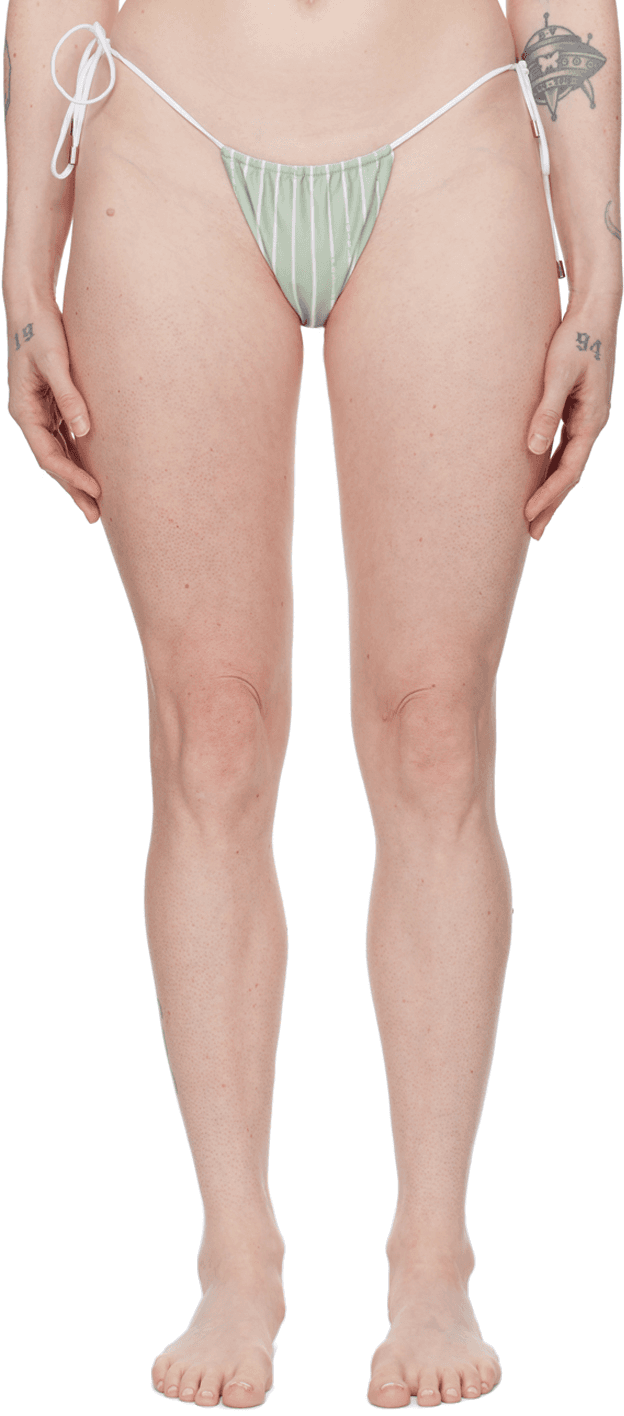Green & White Woods Reversible Bikini Bottom - Image 1